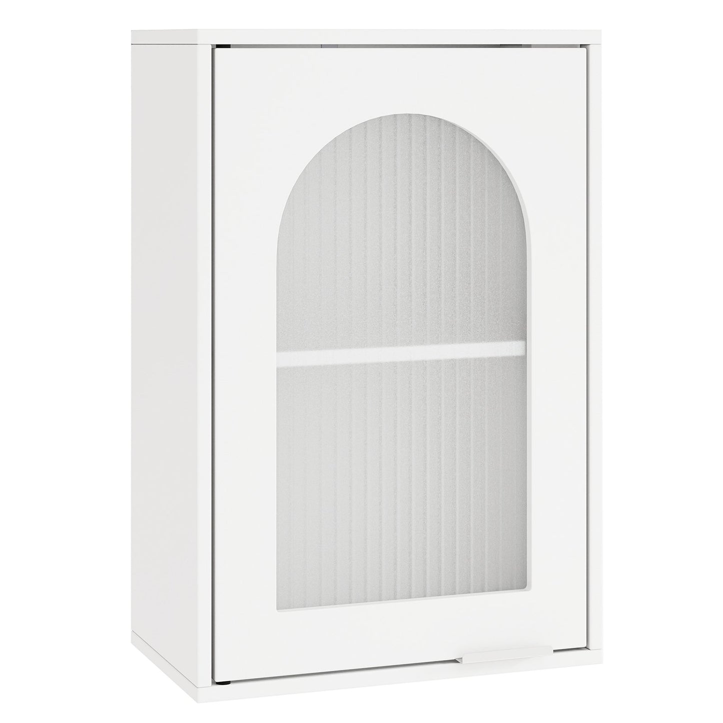 LIVSK Verstelbaar Badkamermeubel - Wandmontage - Gehard Glas Deur - Ruimtebesparend - 35 x 20 x 52,5 cm - Wit
