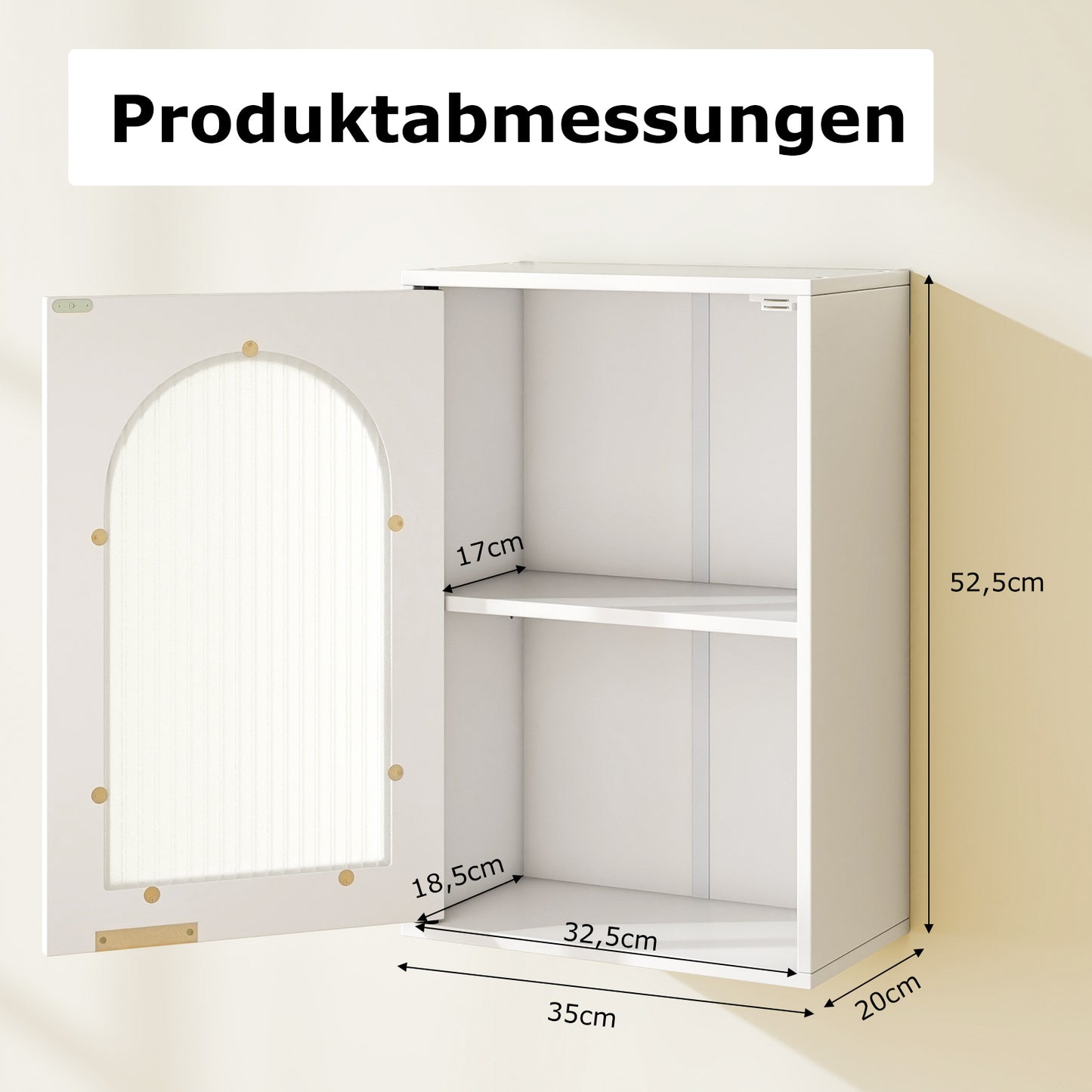 LIVSK Verstelbaar Badkamermeubel - Wandmontage - Gehard Glas Deur - Ruimtebesparend - 35 x 20 x 52,5 cm - Wit