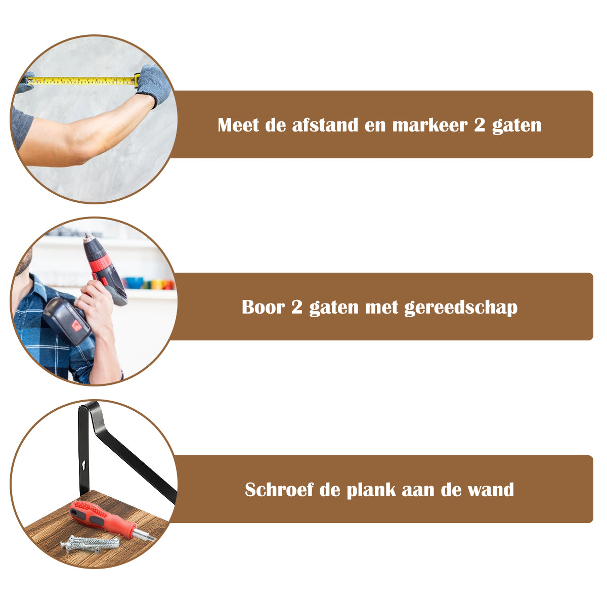 LIVSK Zwevende Opbergrek met 2 Niveaus - Duurzaam Paulownia Hout & Staal - Ruimtebesparend - Eenvoudige Installatie - 60 x 15 x