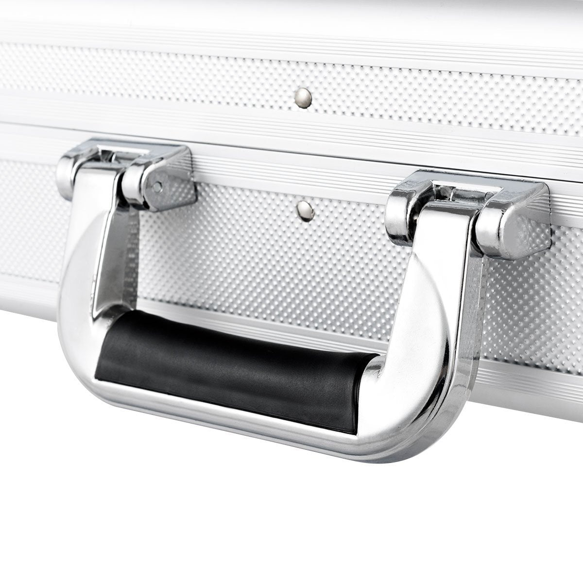 LIVSK Geweerkoffer Aluminium - Veilig Vervoer met Schokbescherming - 4 Sloten - Draagcomfort - 134 x 35 x 12 cm - Zilver