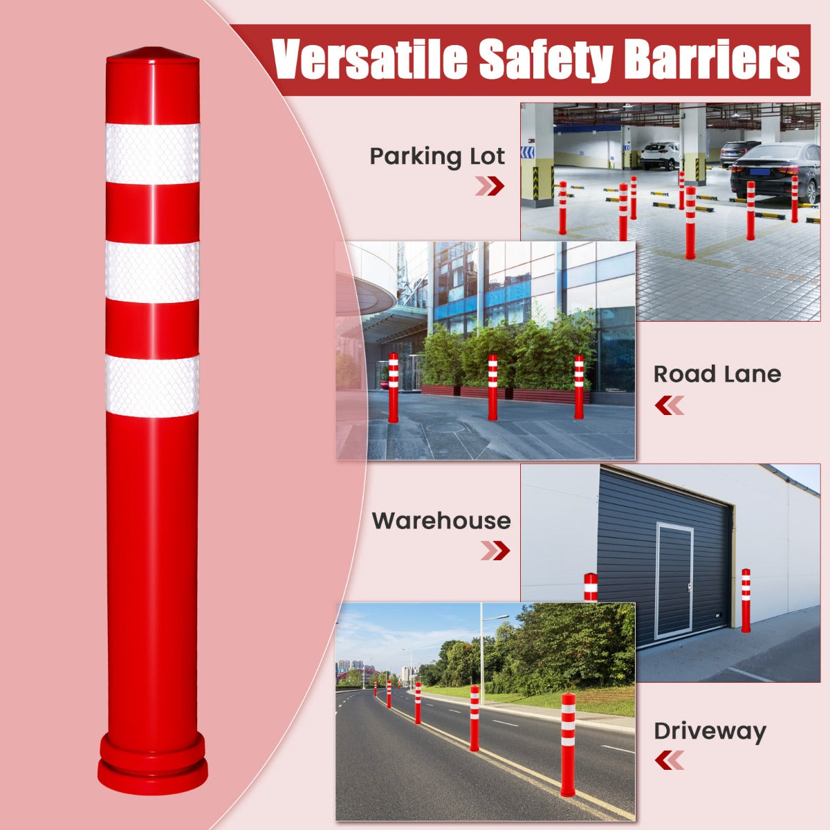 LIVSK Verkeerspalen 10 Stuks - Reflecterende Strips voor Optimale Zichtbaarheid - Robuust TPU - Eenvoudige Installatie - Oranje