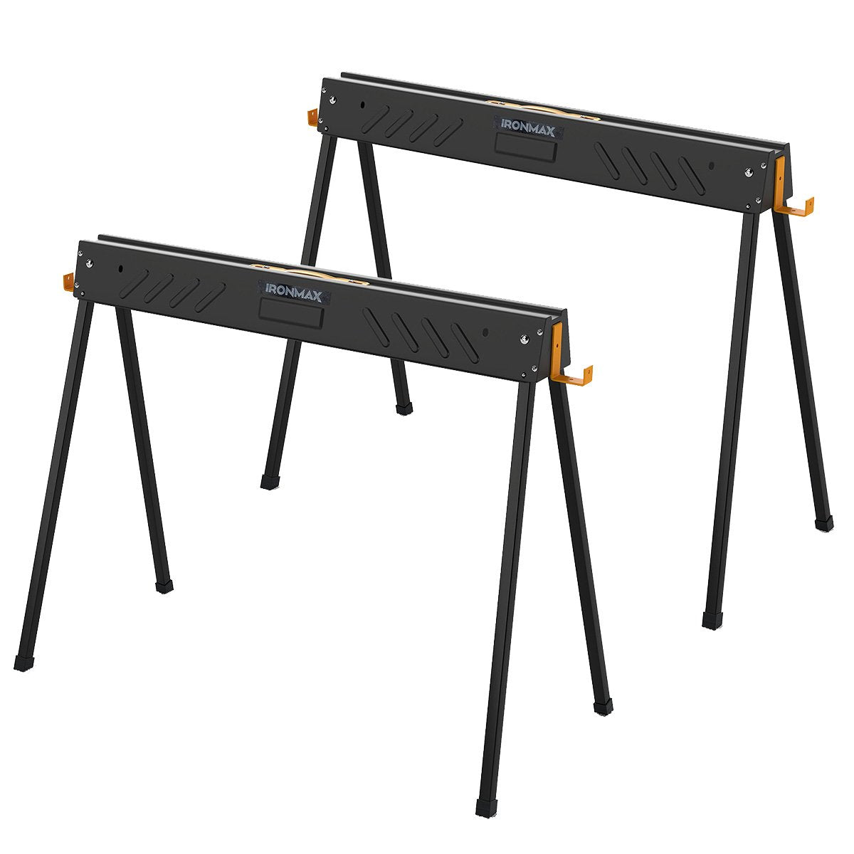 LIVSK Zaagbokken Set - Sterk Metalen Frame - Afneembare Steunarmen - Draagvermogen tot 1000 kg - 94 x 47 x 74 cm - Zwart