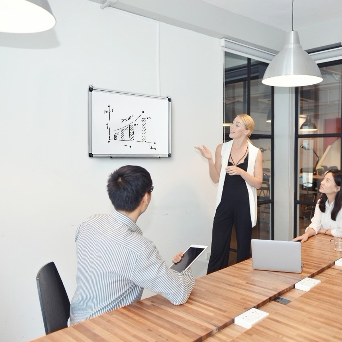 LIVSK Magneetbord - Glad Krasbestendig Oppervlak - Stevig Aluminium Frame - Flexibele Installatie - 60 x 40 cm - Wit