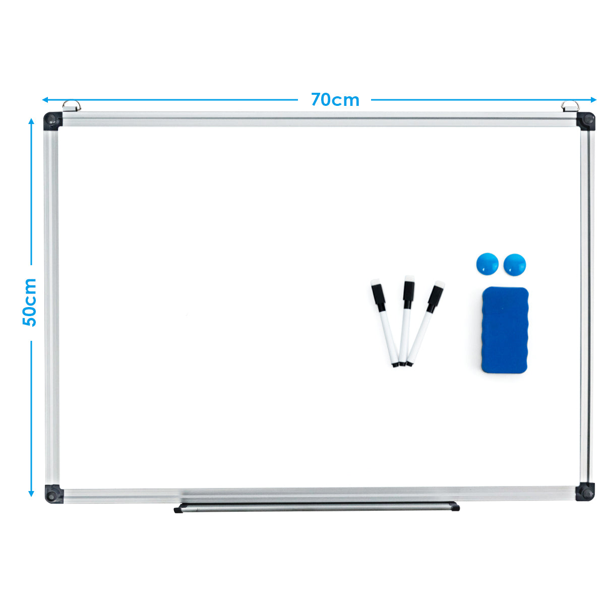LIVSK Magneetbord - Glad Oppervlak - Sterk Magnetisme - Duurzaam Aluminium - Inclusief Accessoires - 70 x 50 cm - Wit