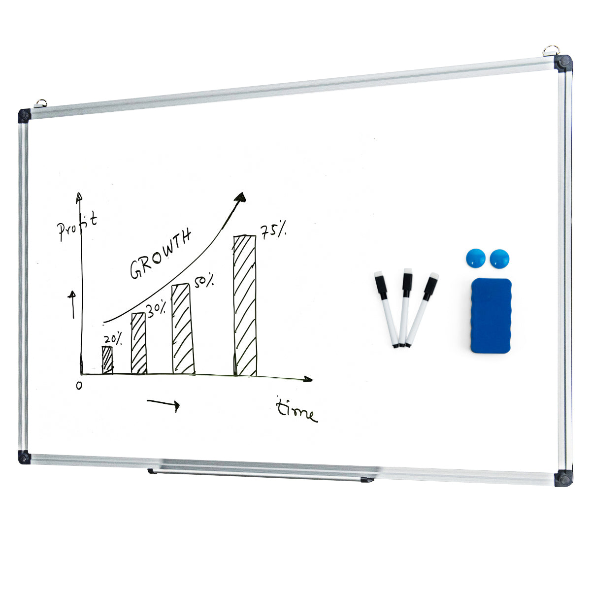 LIVSK Magneetbord - Aluminium Frame - Krasbestendig Glad Oppervlak - Inclusief Accessoires - 90 x 60 cm - Wit