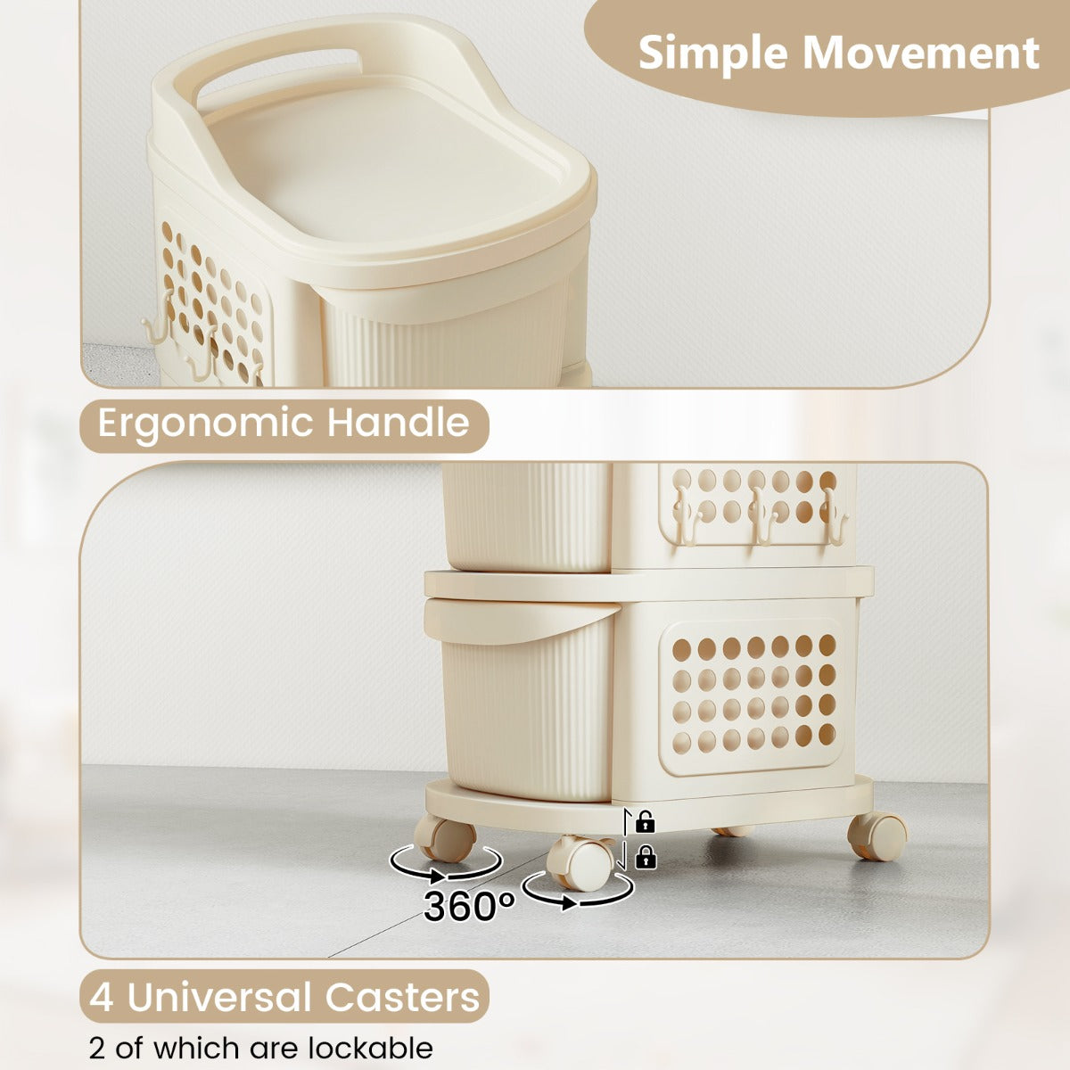 Livsk costway witte opbergbox op wielen met 4 lades 4