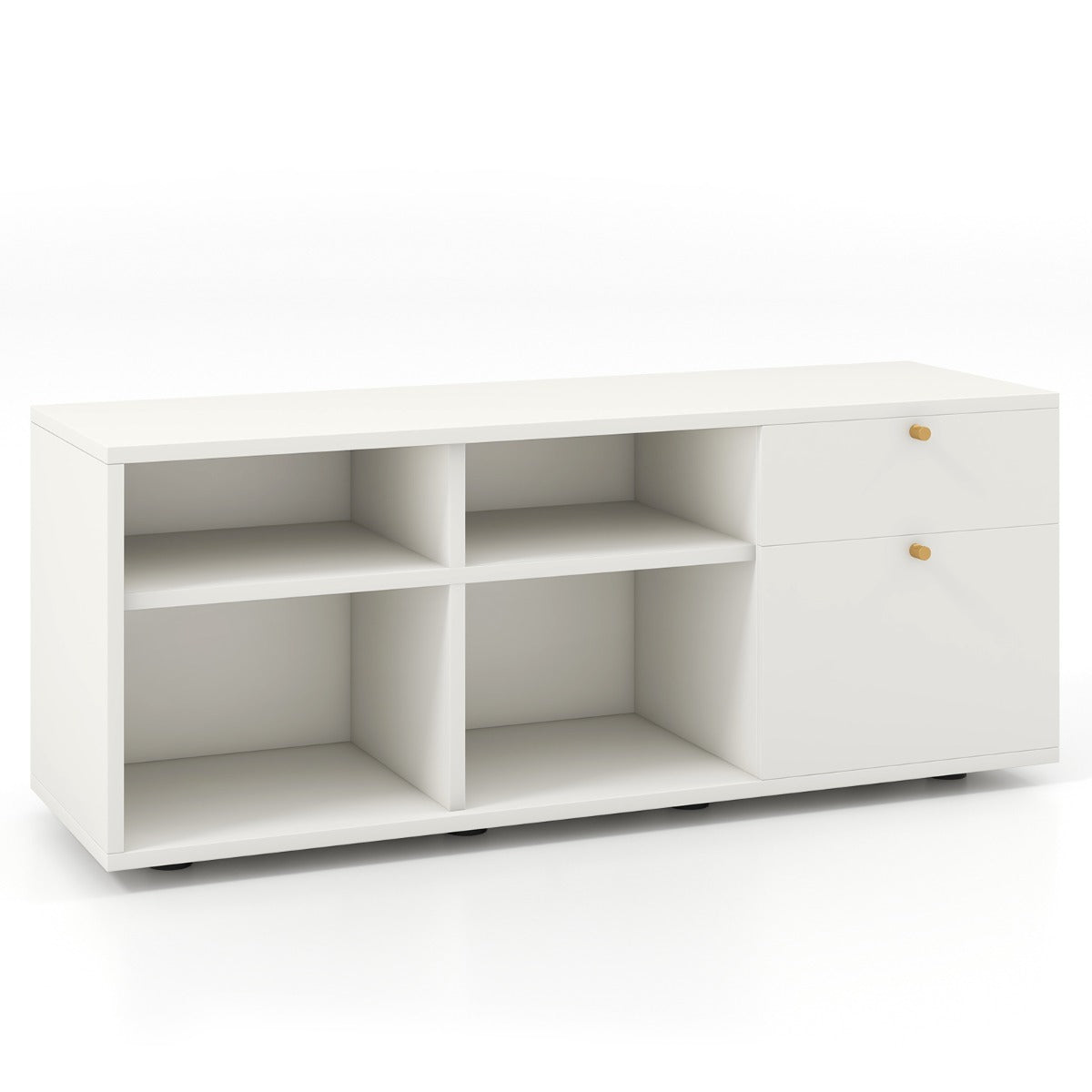 LIVSK Opbergkast - Ruim Kastblad 108 x 39 cm - 2 Laden - 4 Compartimenten - Verstelbare Poten - Wit