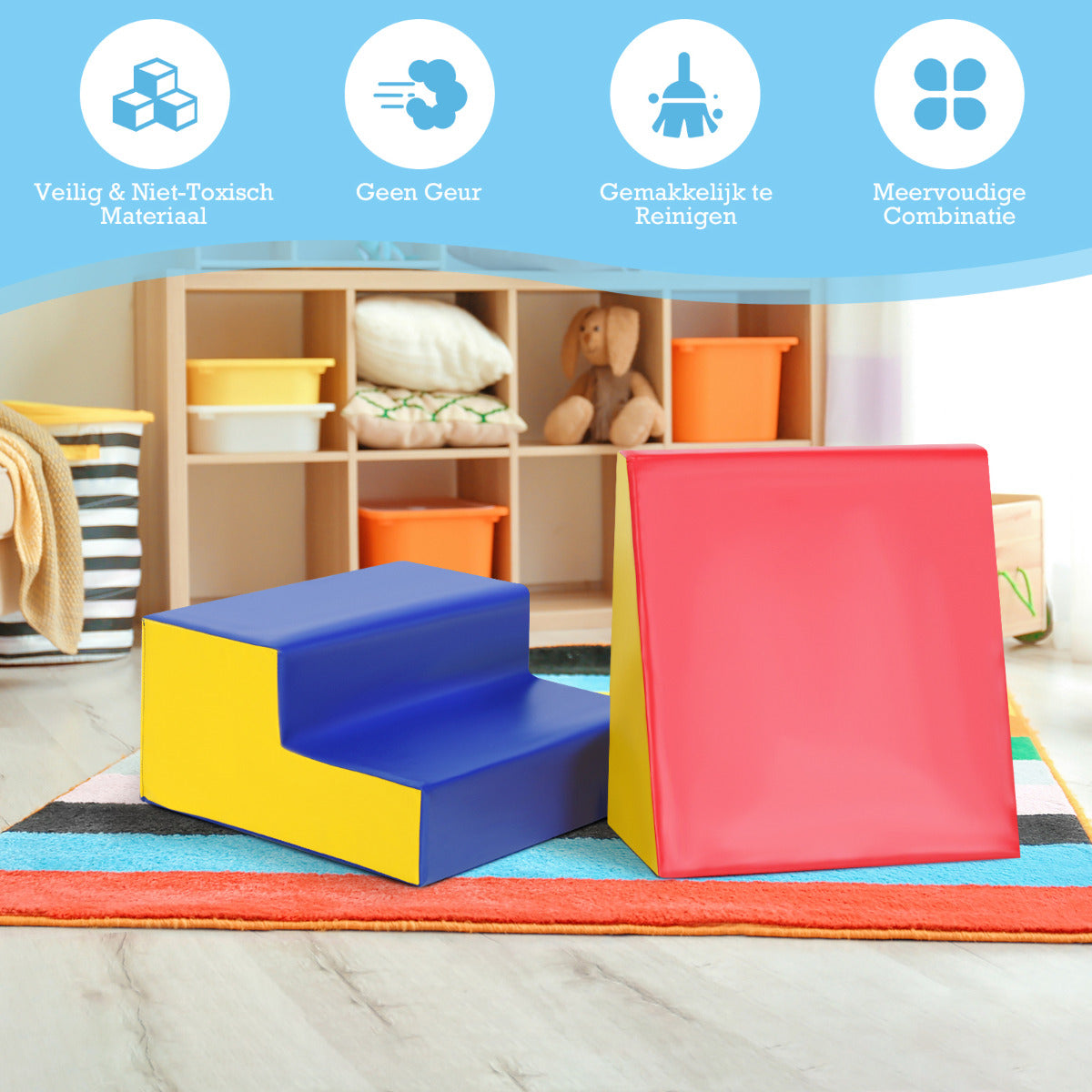 LIVSK Educatieve Klim- en Glijset - Veilig PU & EPE - Antislip - Lichtgewicht - Voor Kinderen 6 maanden - 2 jaar - Multikleur