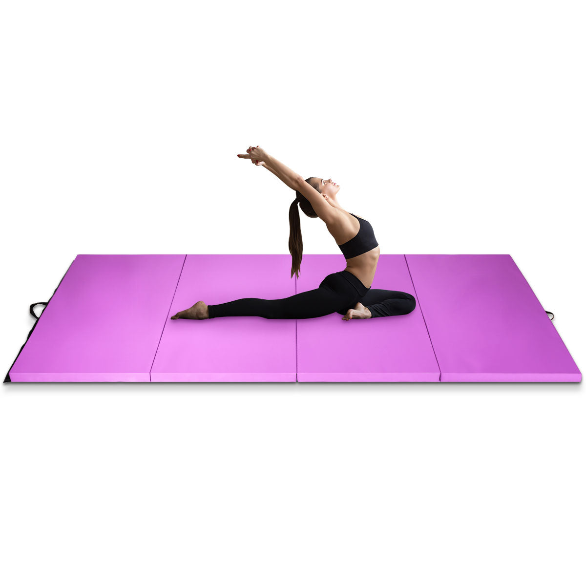 LIVSK Opvouwbare Fitnessmat - EPE-schuim voor Schokabsorptie - Klittenband - 240 x 116 x 5 cm - Paars