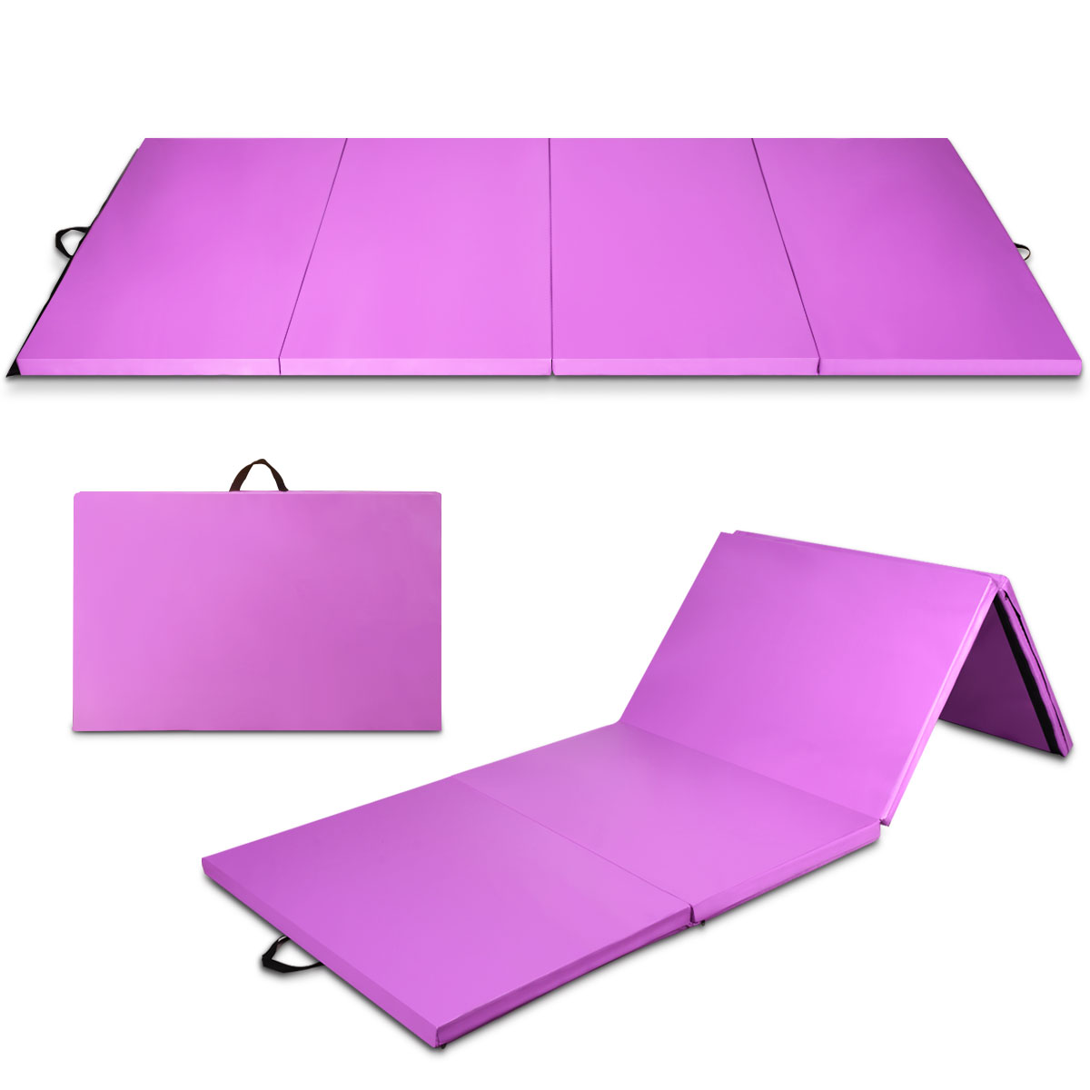 LIVSK Opvouwbare Fitnessmat - EPE-schuim voor Schokabsorptie - Klittenband - 240 x 116 x 5 cm - Paars