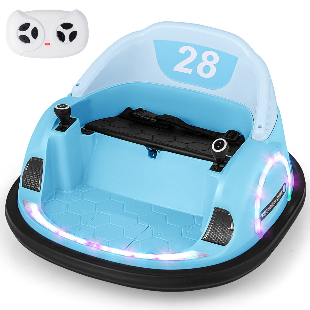 Livsk costway zit bumperauto voor peuters 12v elektrisch 360 draaiend auto speelgoed met afstandsbediening blauw