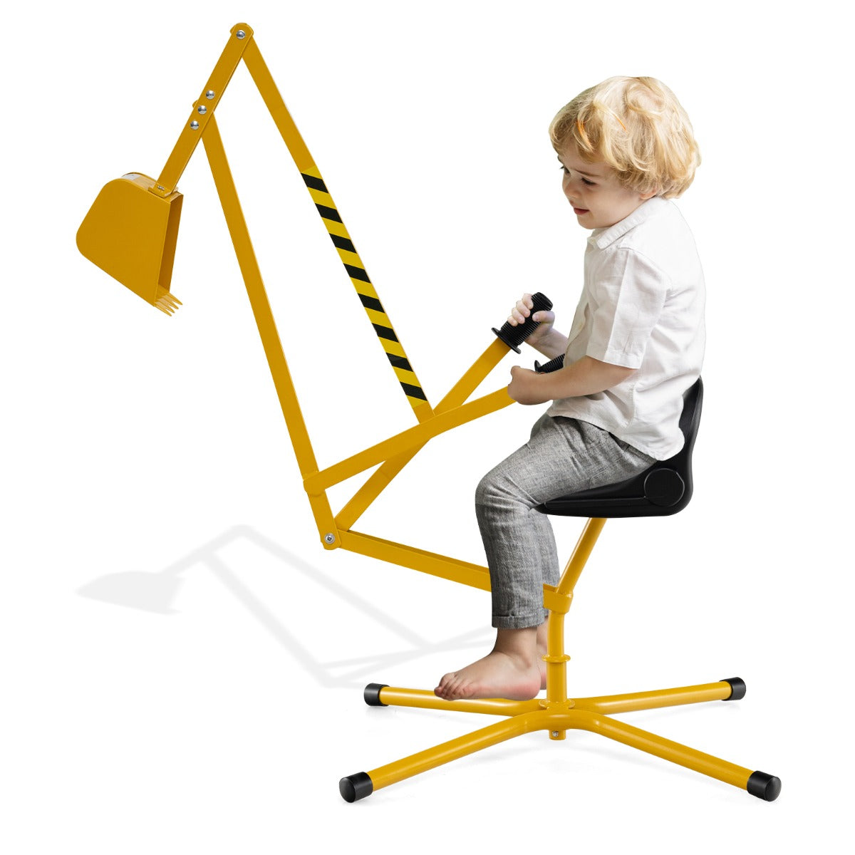LIVSK Zitgraafmachine - 360° Draaibaar - 2-hand Bediening - Stevig Metaal - Voor Kinderen - 123 x 62 x 62 cm - Geel