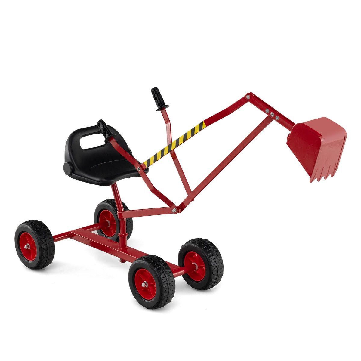 LIVSK Zitbagger - 360° Draaibaar - 2-handbediening - Robuust Metaal - Voor Kinderen - 122 x 40 x 66 cm - Rood