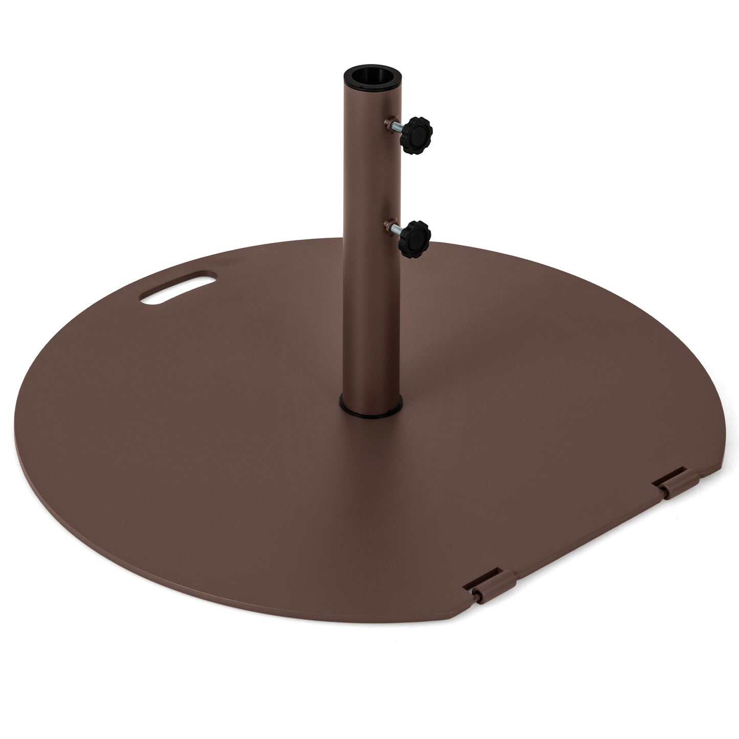 LIVSK Parasolstandaard met Wielen - 23 kg - Handmatige Draaiknoppen - Inclusief 2 Adapters - Voor Parasolstangen 41/50 mm - Bruin