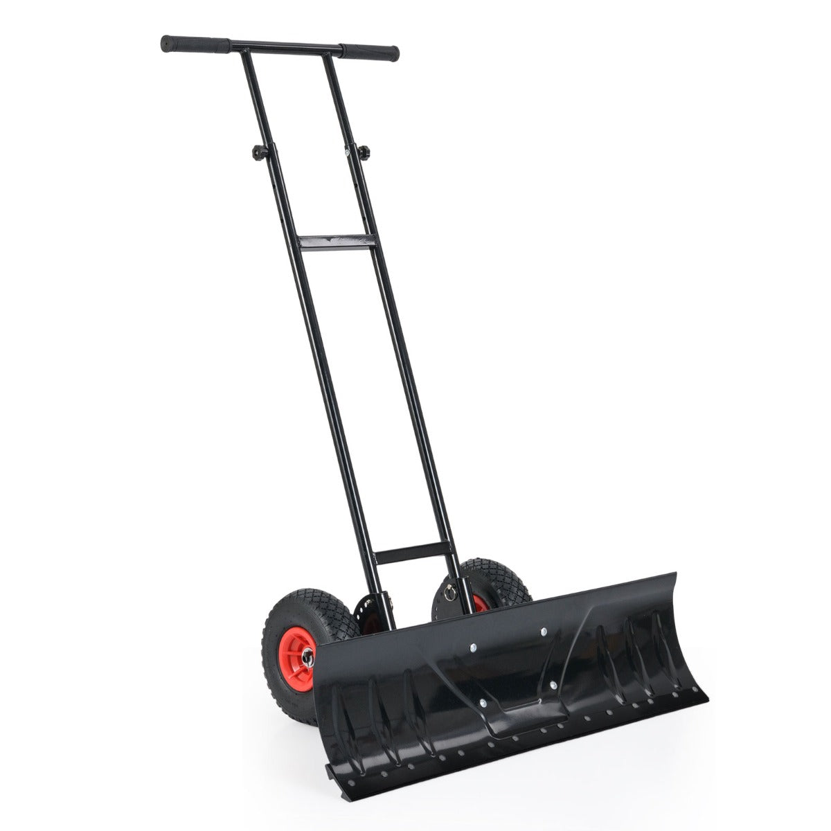 LIVSK Metalen Sneeuwschuiver met Wielen - 91,5 cm Breed - Ergonomische Verstelbare Handgreep - 7-voudig Instelbaar - Zwart