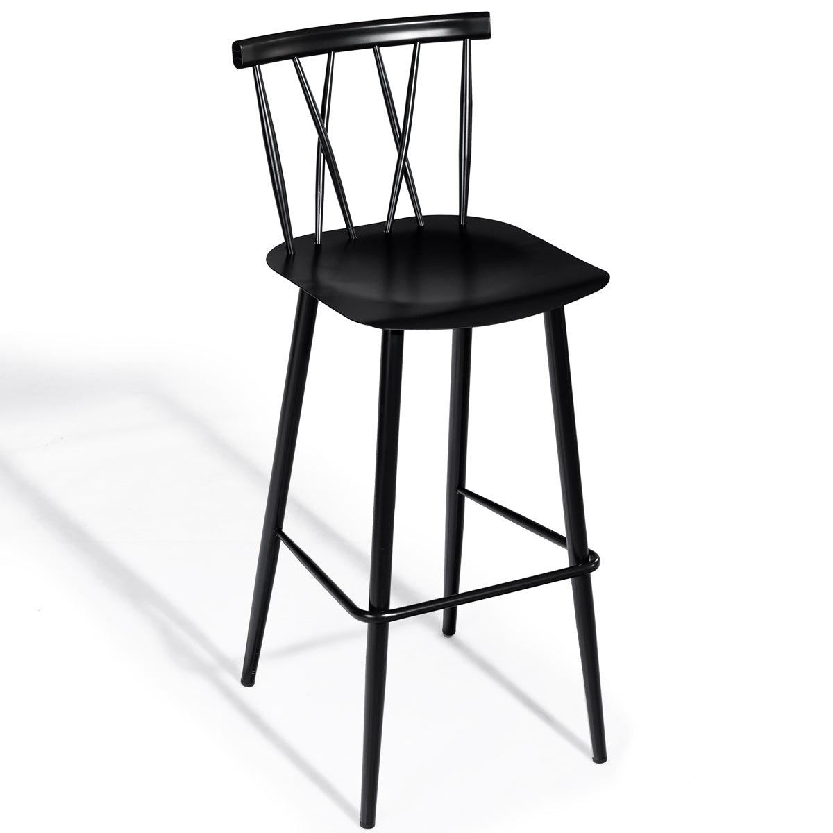 LIVSK Eetkamerstoelen Set van 2 - Stevige Metalen Constructie tot 150 kg - Hoge Rugleuning - Vloerbescherming - Zwart