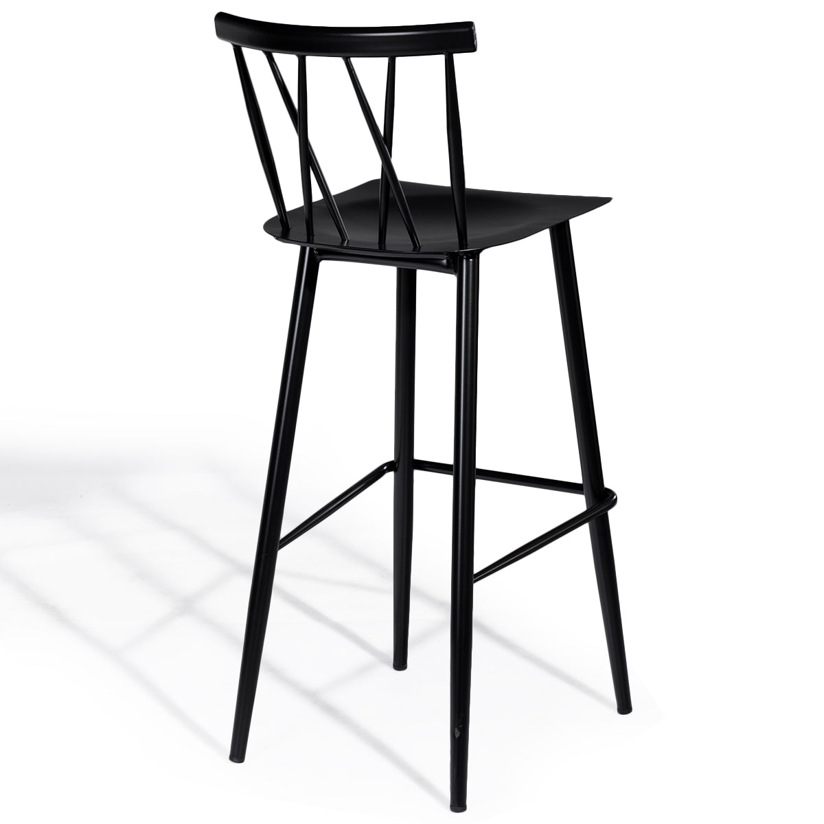 LIVSK Eetkamerstoelen Set van 2 - Stevige Metalen Constructie tot 150 kg - Hoge Rugleuning - Vloerbescherming - Zwart