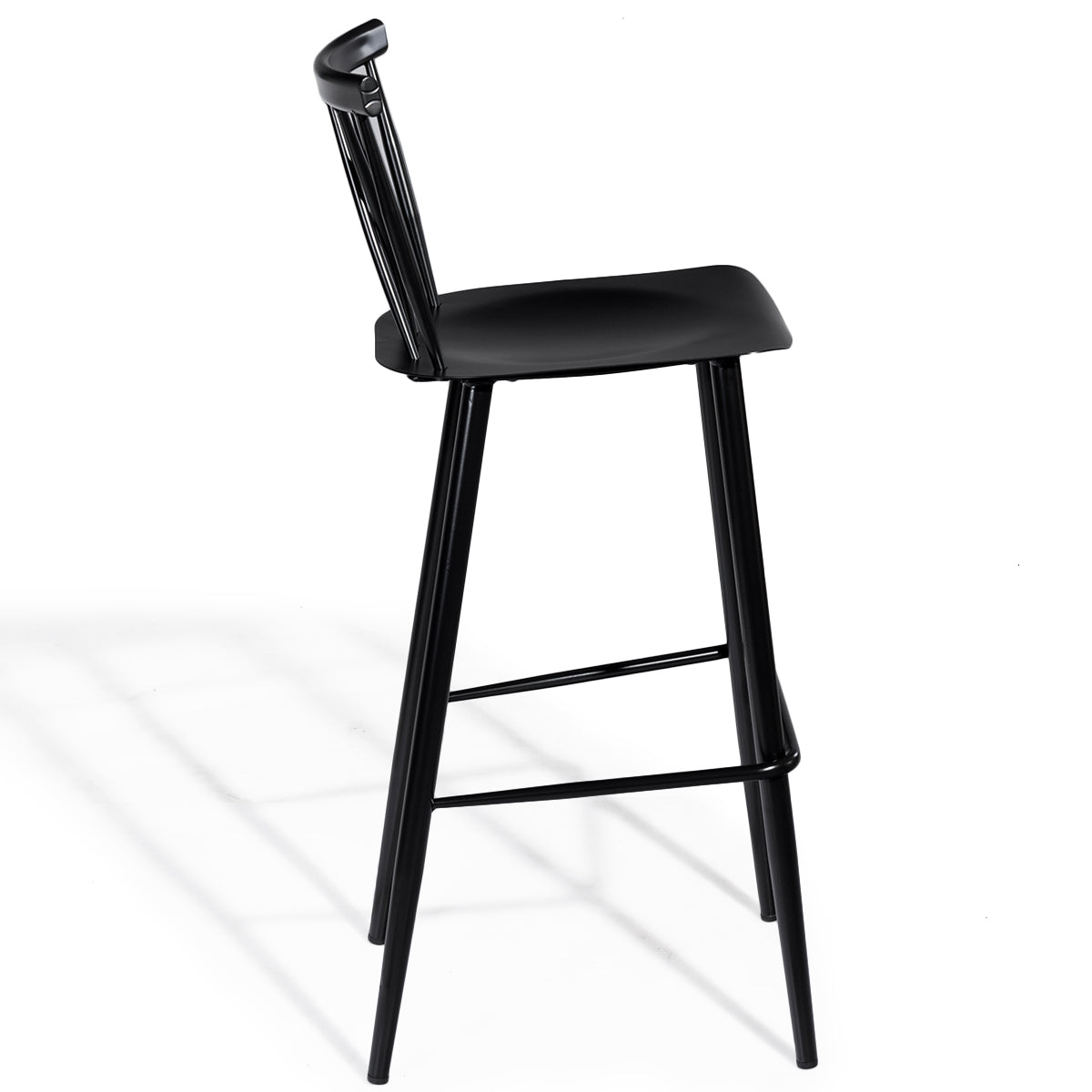 LIVSK Eetkamerstoelen Set van 2 - Stevige Metalen Constructie tot 150 kg - Hoge Rugleuning - Vloerbescherming - Zwart