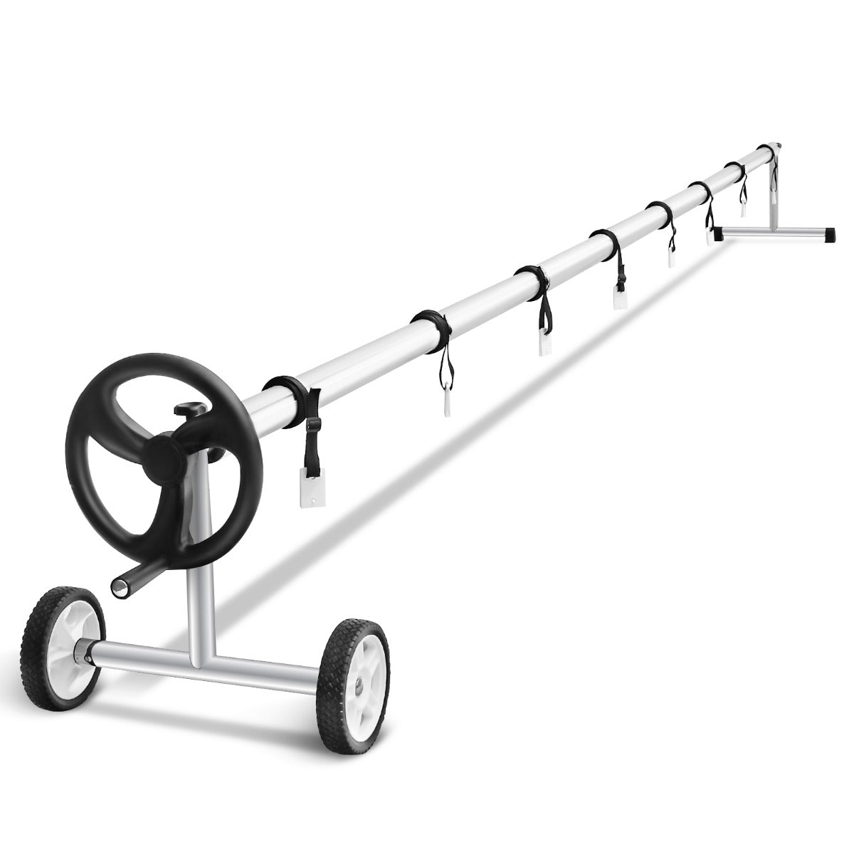 LIVSK Zwembadafdekroller - Verstelbare Aluminium - Geschikt voor zwembaden tot 6,7 m - Duurzaam en makkelijk in gebruik - Zwart +