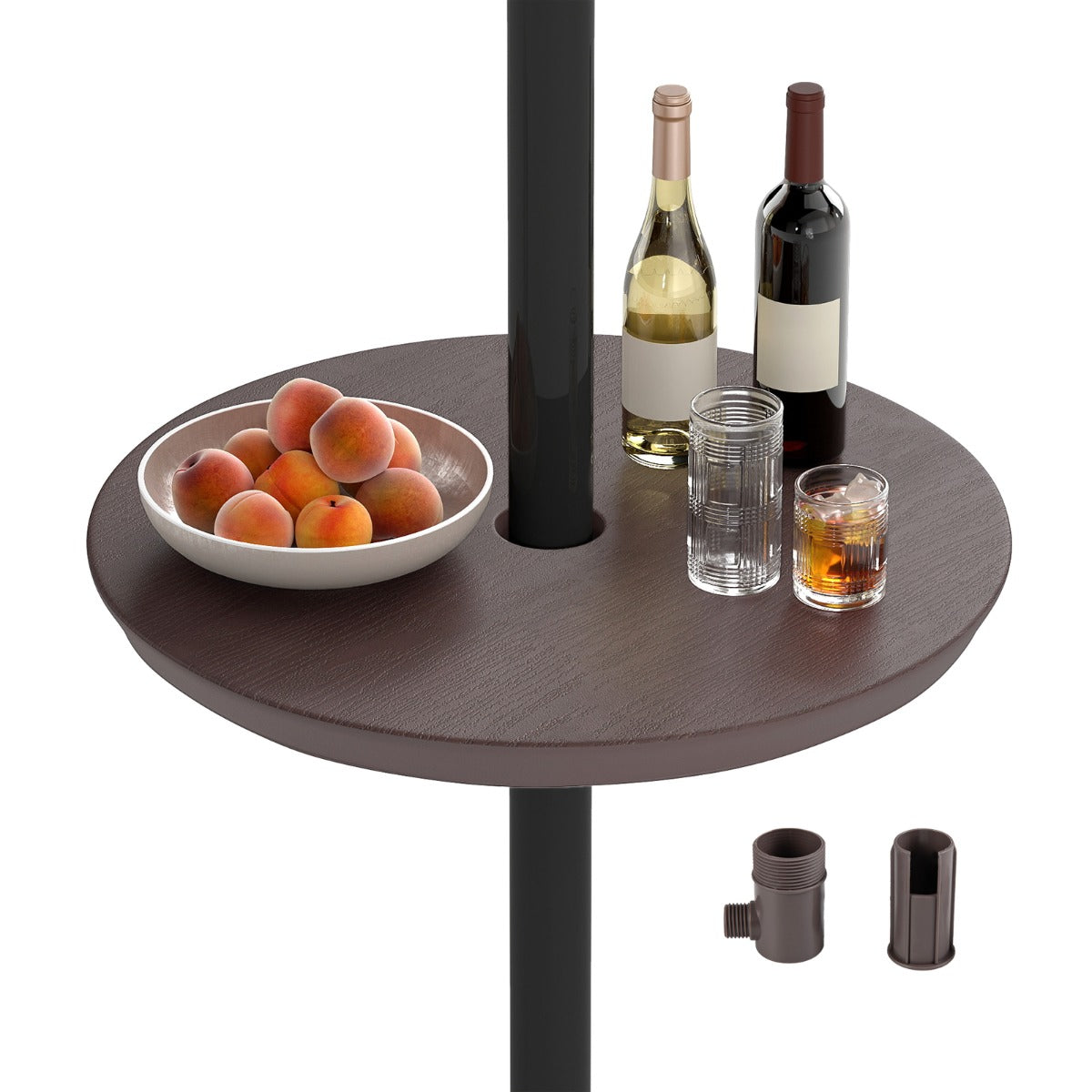 LIVSK Draagbare Parasoltafelhouder - HDPE Materiaal - In Hoogte Verstelbaar - Voor 38-48 mm Parasols - Koffie/Wit/Zwart