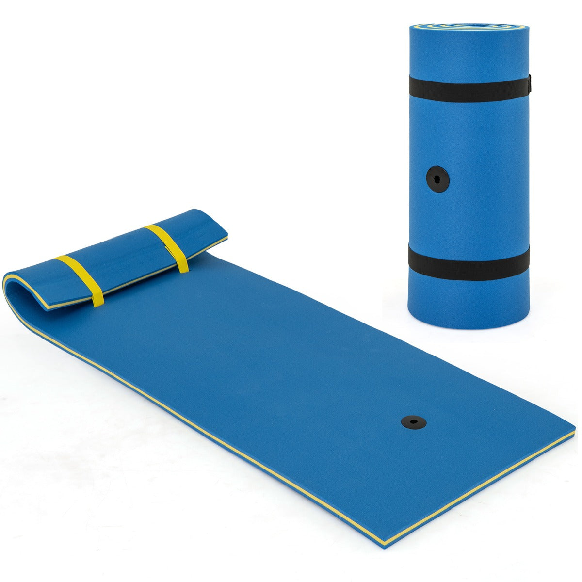 LIVSK Drijvende Watermat - Scheurvast XPE-schuim - Draagvermogen 100 kg - Inclusief Bungee Tether - Blauw + Zwart