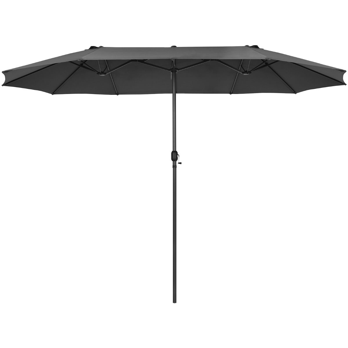 LIVSK Dubbele Parasol - Groot Schaduwgebied - Handzwengelmechanisme - Robuust Metaal - Voor Tuin en Terras - Bruin/Grijs