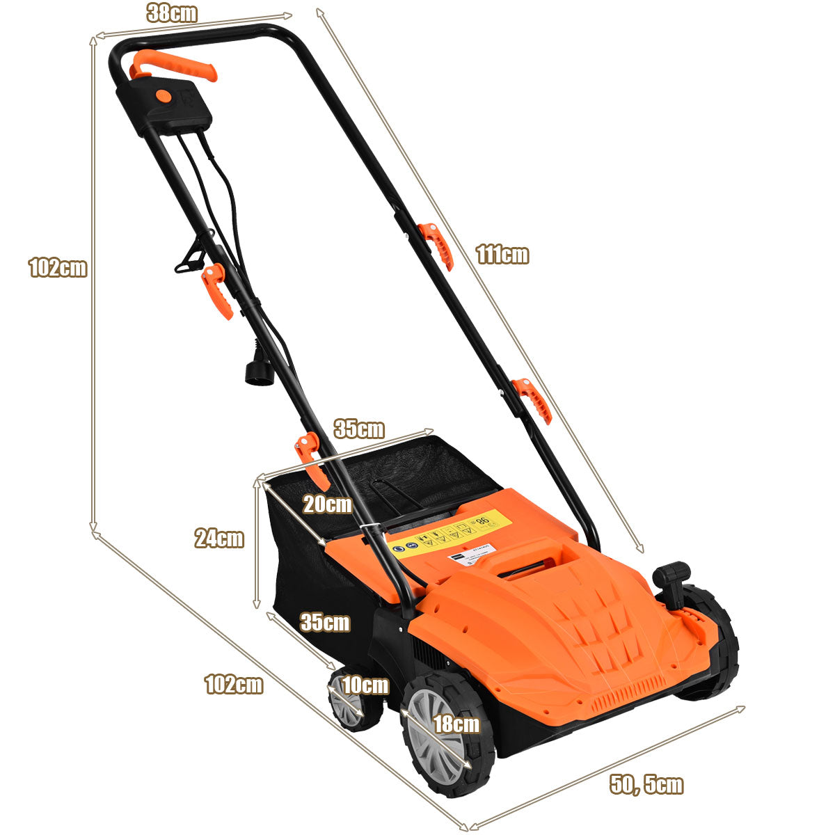 LIVSK Elektrische Gazonverticuteermachine - 2-in-1 Functie - 3 Instelbare Diepten - 30L Opvangzak - Ergonomische Handgreep -