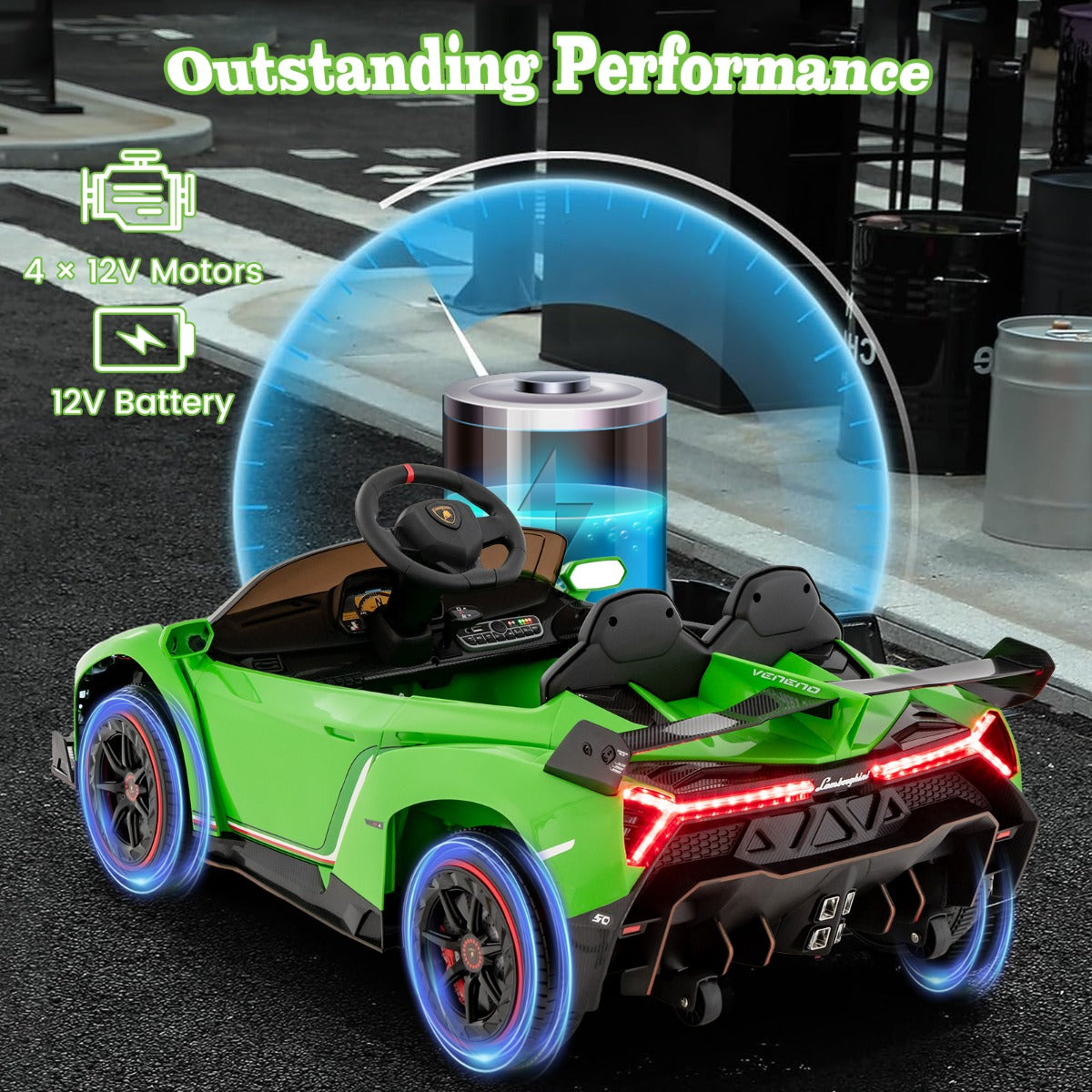 LIVSK Elektrische Kinderauto - Officiële Lamborghini Licentie - Afstandsbediening - Hydraulische Deuren - Groen