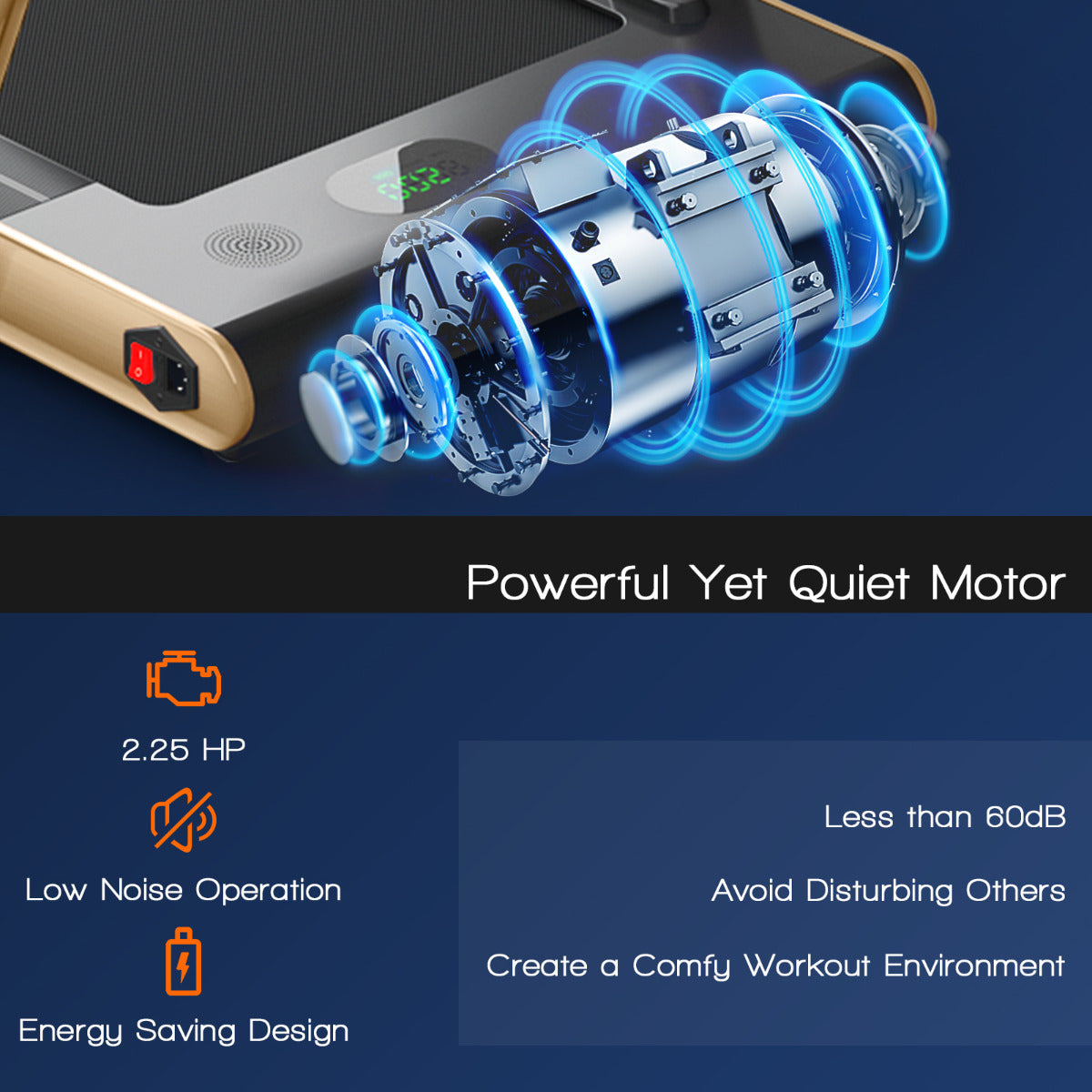 LIVSK Elektrische Loopband - 2,25HP Motor - LED Display - Bluetooth & APP Connectiviteit - Opvouwbaar - Champagne