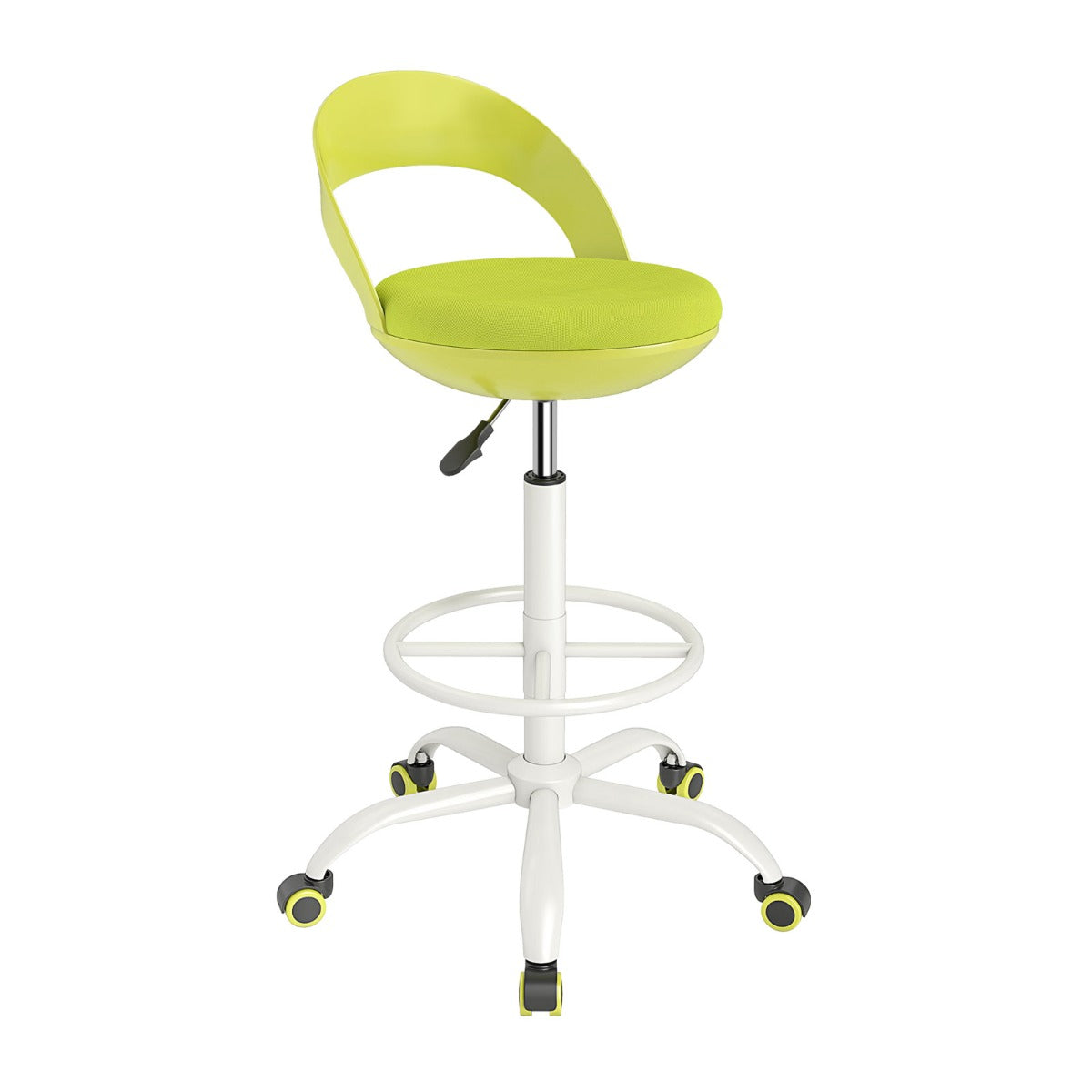 LIVSK Ergonomische Werkkruk met 360° Zwenkwielen - In Hoogte Verstelbaar 70-82 cm - Ademend Mesh - Lendensteun - Zwart