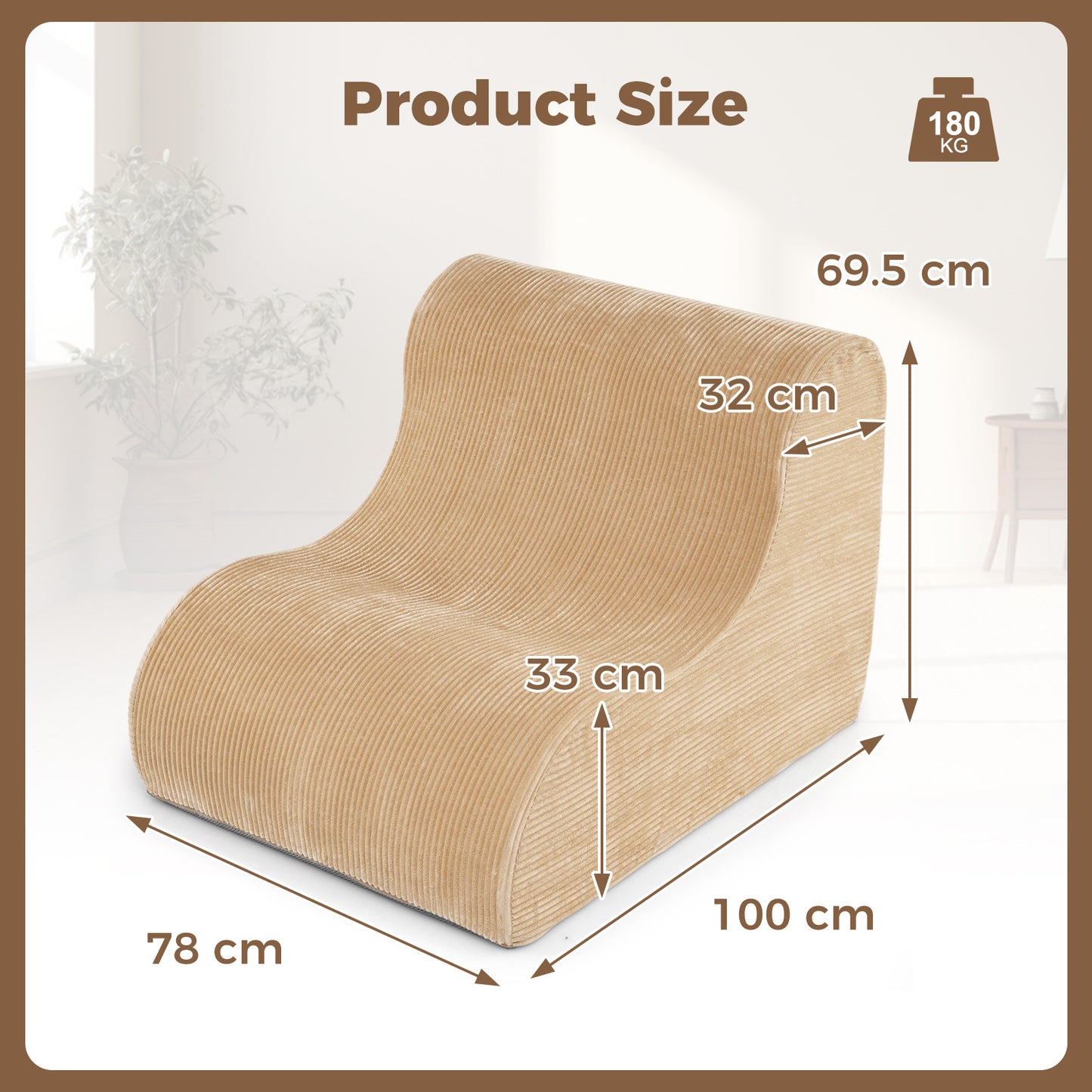 LIVSK Ergonomische Zitzak - Koraalfleece - Antislip Onderkant - Machinewasbare Hoes - Voor Woonkamer en Slaapkamer - Beige