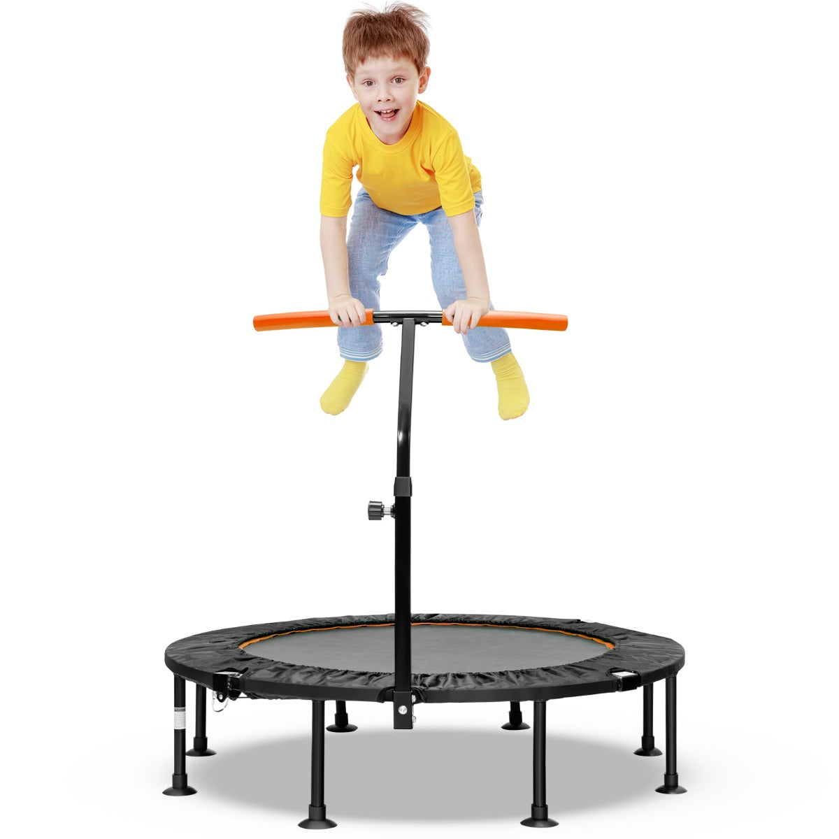 LIVSK Fitness Trampoline - Verstelbare Handgreep - Opvouwbaar & Draagbaar - Duurzaam met PVC Beschermhoes - Tot 100 kg - Oranje
