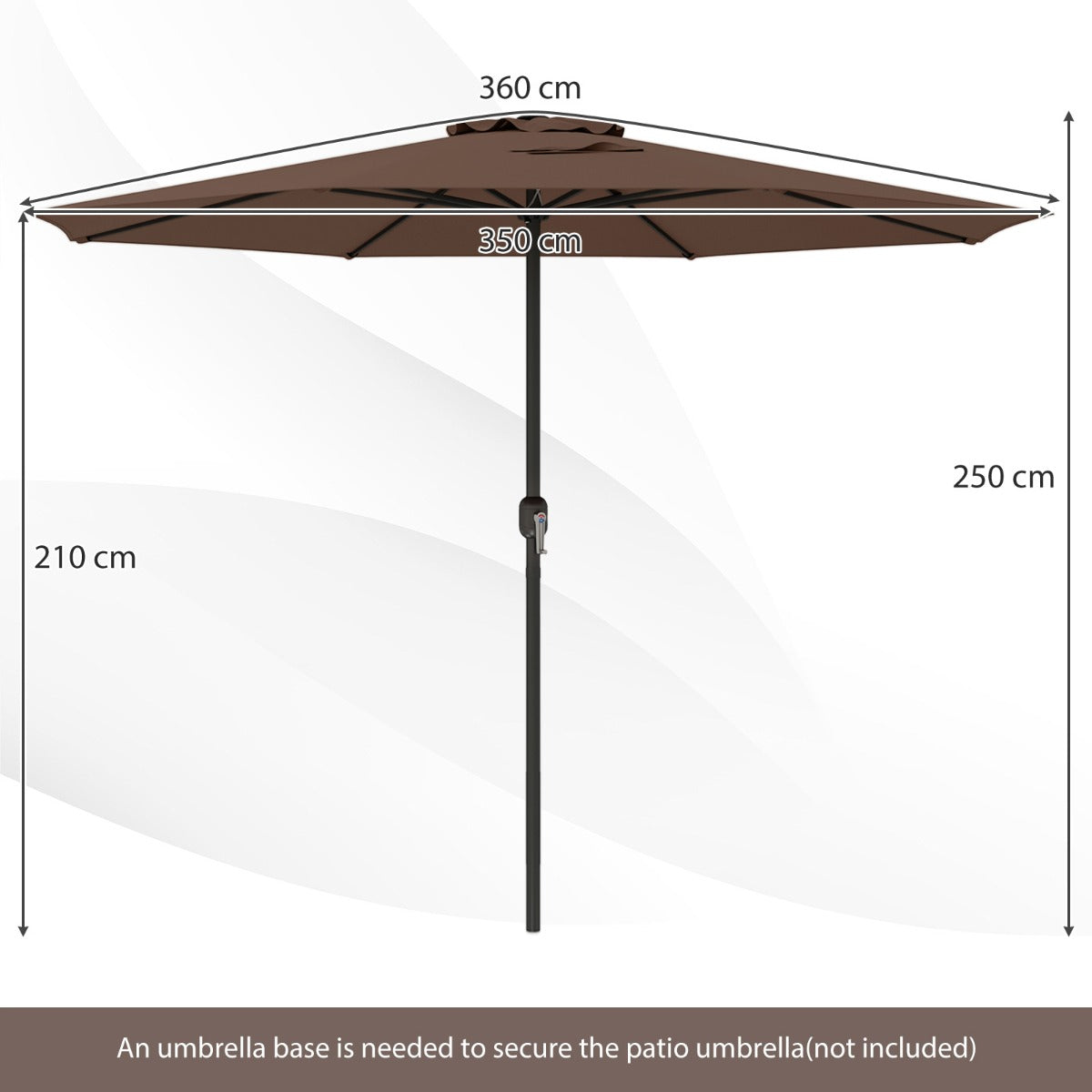 LIVSK Grote Terrasparasol - 360 cm Diameter - 8 Stabiele Ribben - Eenvoudige Slingerbediening - Beige/Bruin