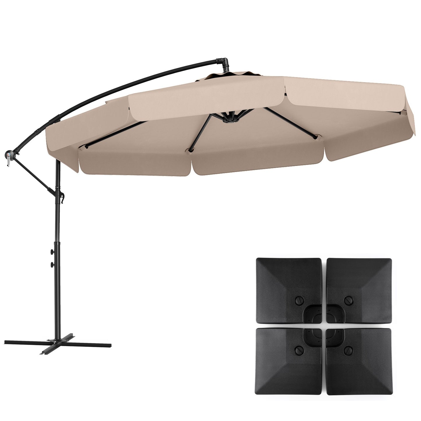 LIVSK Hangparasol 305 cm - Inclusief Beschermhoes - Verstelbare Kantelhoek - Duurzaam Polyester - Beige