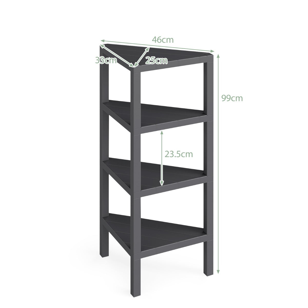 LIVSK Hoekrek 4-Laags - Ruimtebesparend Ontwerp - Hoogwaardige PP-Constructie - Eenvoudige Montage - Zwart