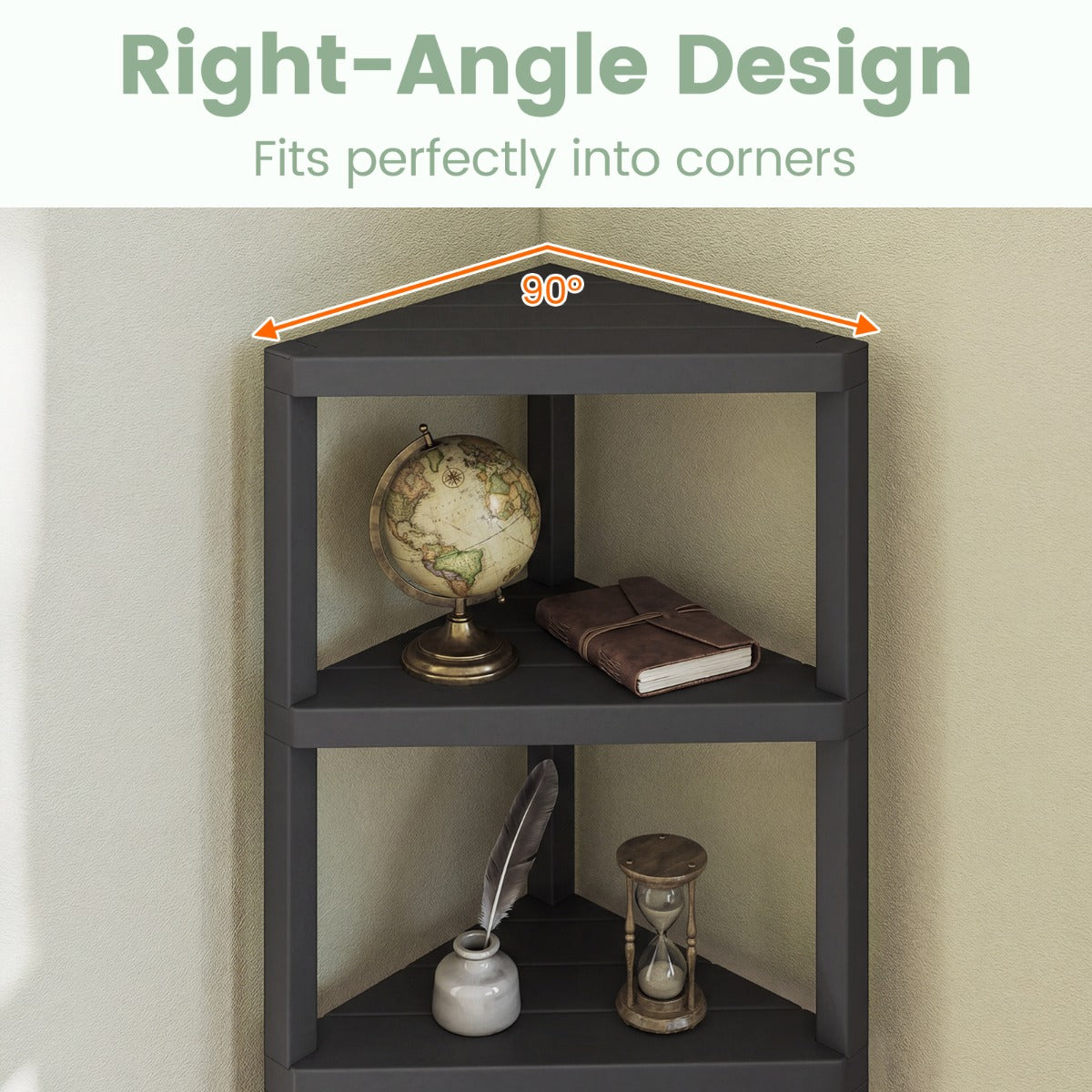 LIVSK Hoekrek 4-Laags - Ruimtebesparend Ontwerp - Hoogwaardige PP-Constructie - Eenvoudige Montage - Zwart