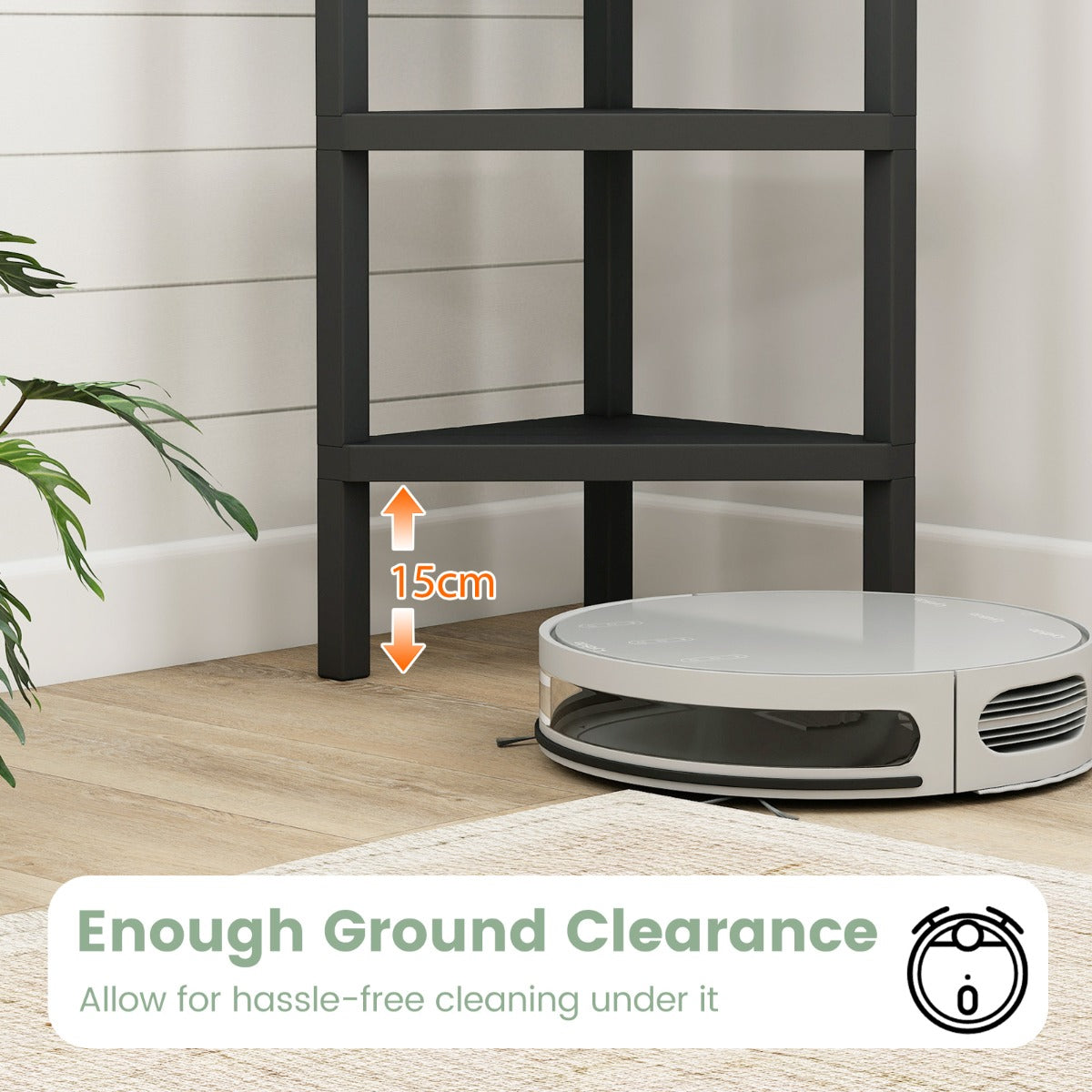 LIVSK Hoekrek 4-Laags - Ruimtebesparend Ontwerp - Hoogwaardige PP-Constructie - Eenvoudige Montage - Zwart