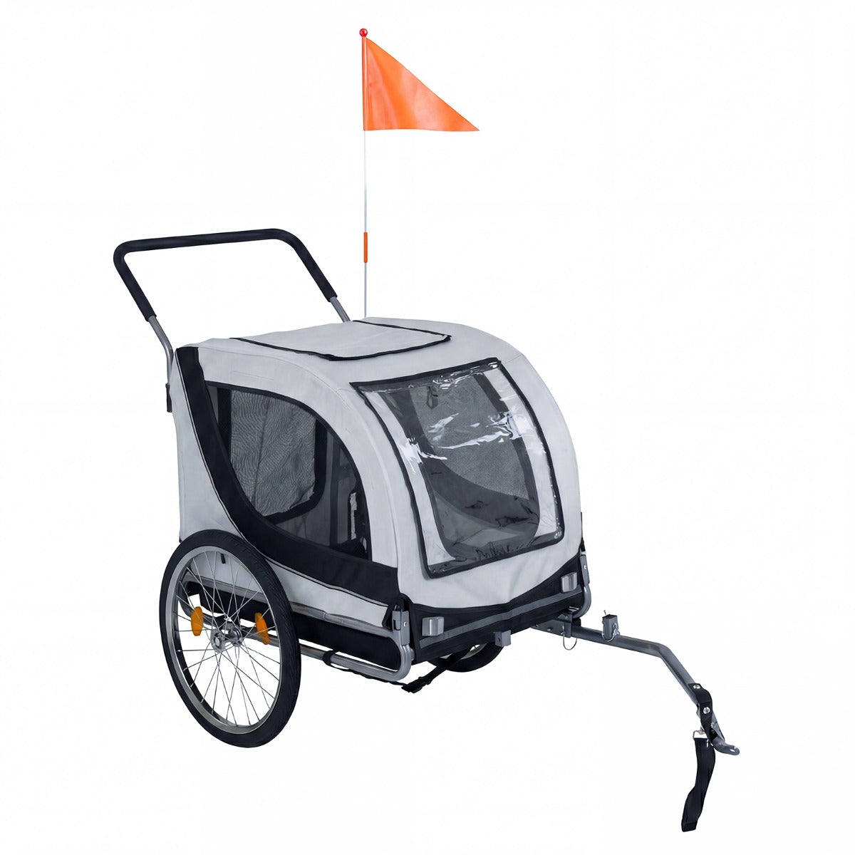 LIVSK Hondenfietsaanhanger - Multifunctioneel en Opvouwbaar - Ademend Mesh - Robuust Metaal - Draagvermogen 80 kg - Wit