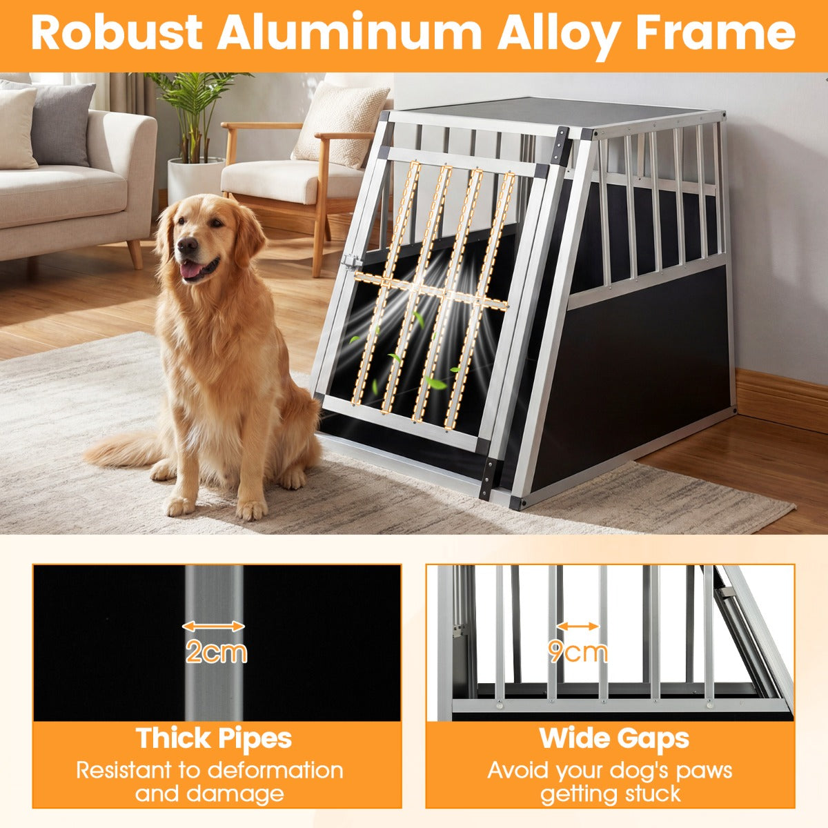 LIVSK Hondentransportbox - Aluminiumlegering - Trapeziumvormig - Optimale Ventilatie - Voor Kleine en Middelgrote Honden - Zilver