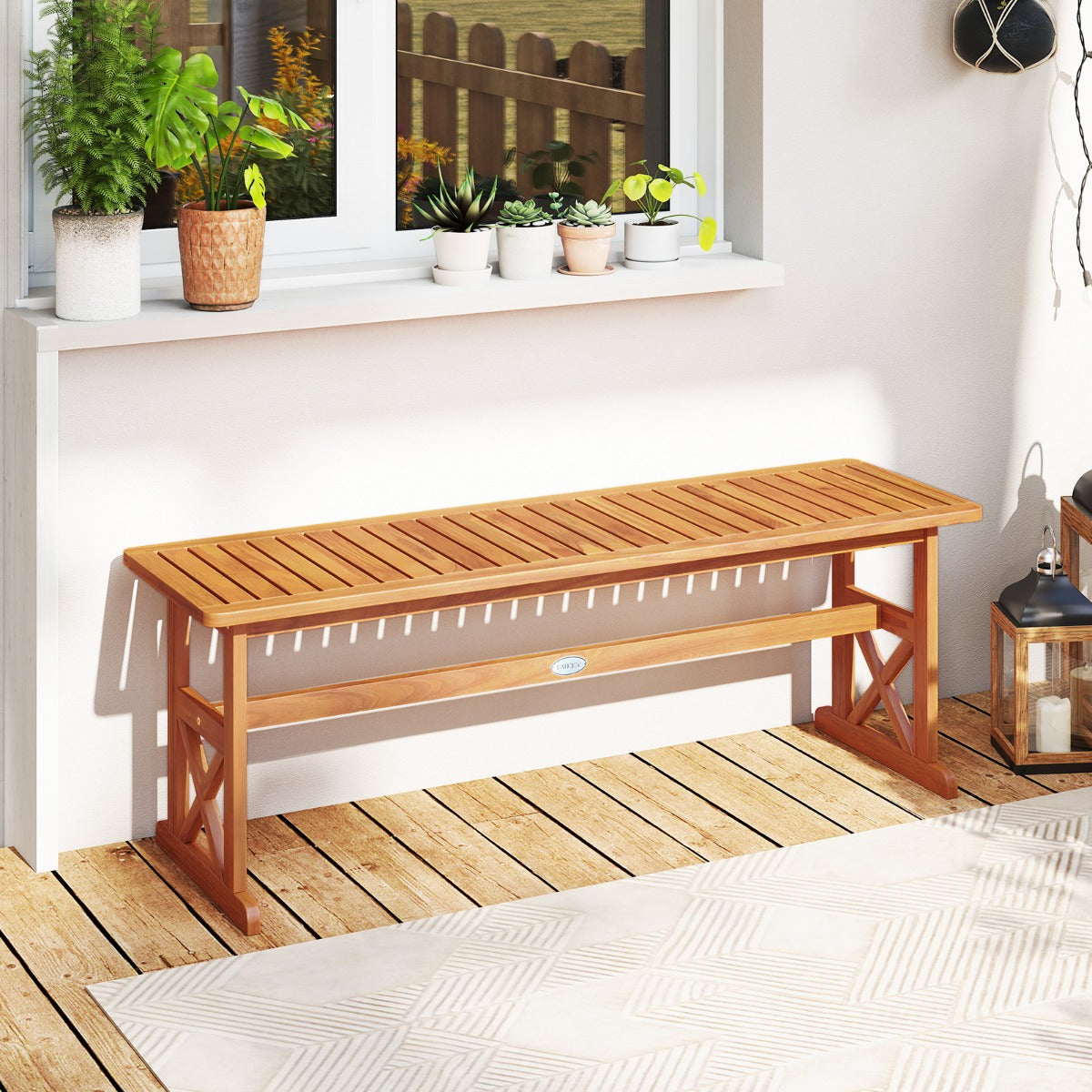 LIVSK Houten Tuinbank - Massief Acaciahout - Voor 2-3 Personen - Draagvermogen 360 kg - Naturel
