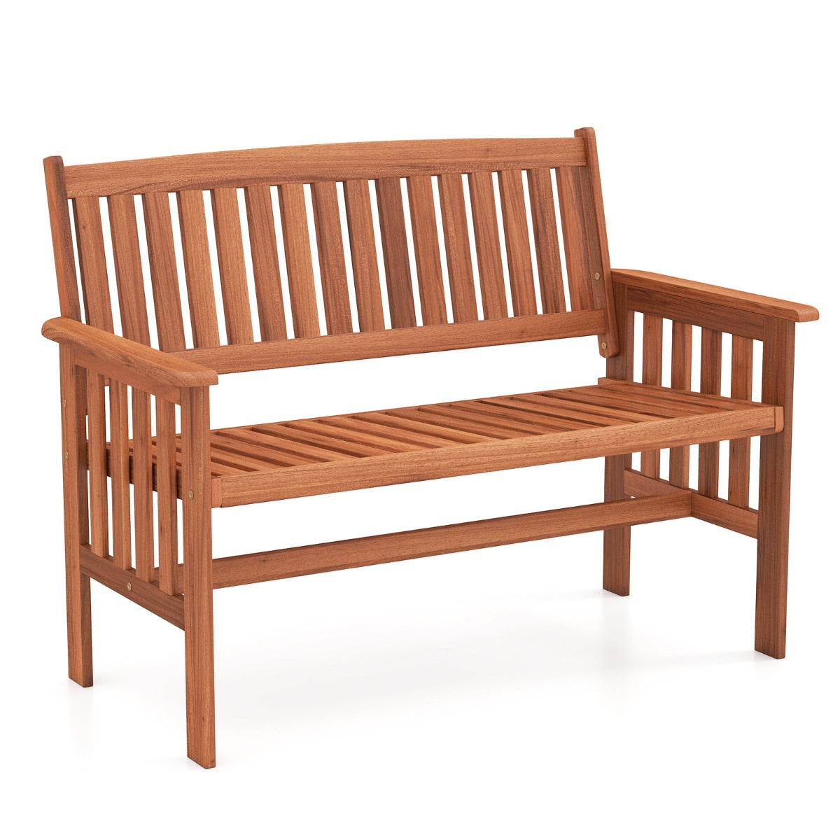 LIVSK Houten Tuinbank - Stevig Frame - Ergonomische Rugleuning - Ruime Zitting voor 2 Personen - Naturel