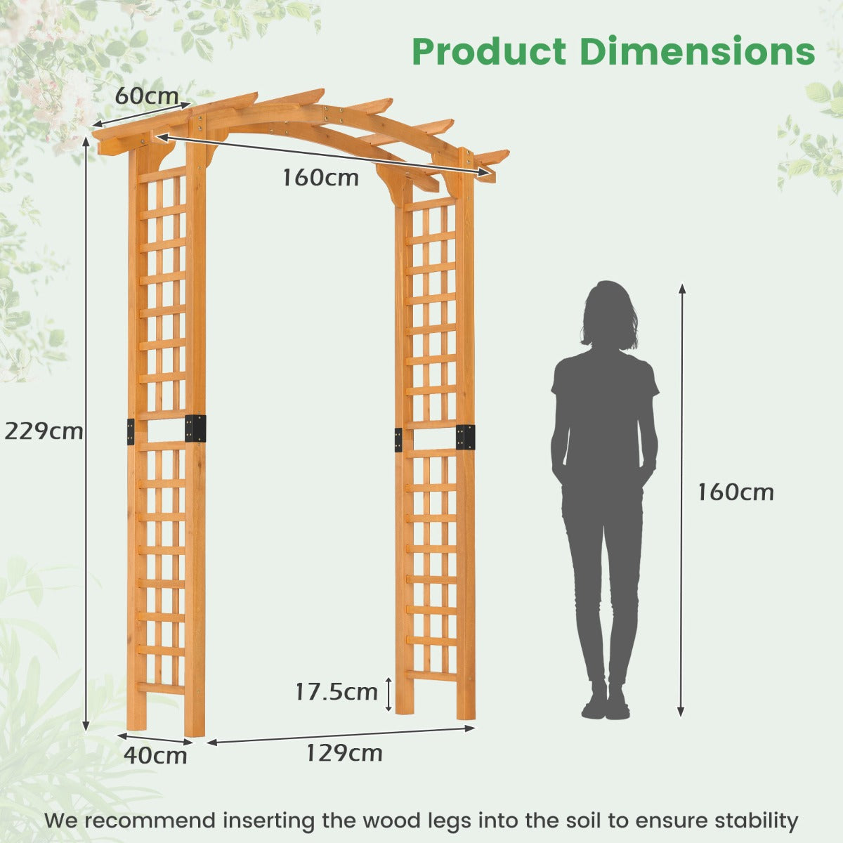 LIVSK Houten Tuinboog - Stevige Constructie - Geschikt voor Bruiloften - Veel Decoratiemogelijkheden - 140/160 cm - Oranje