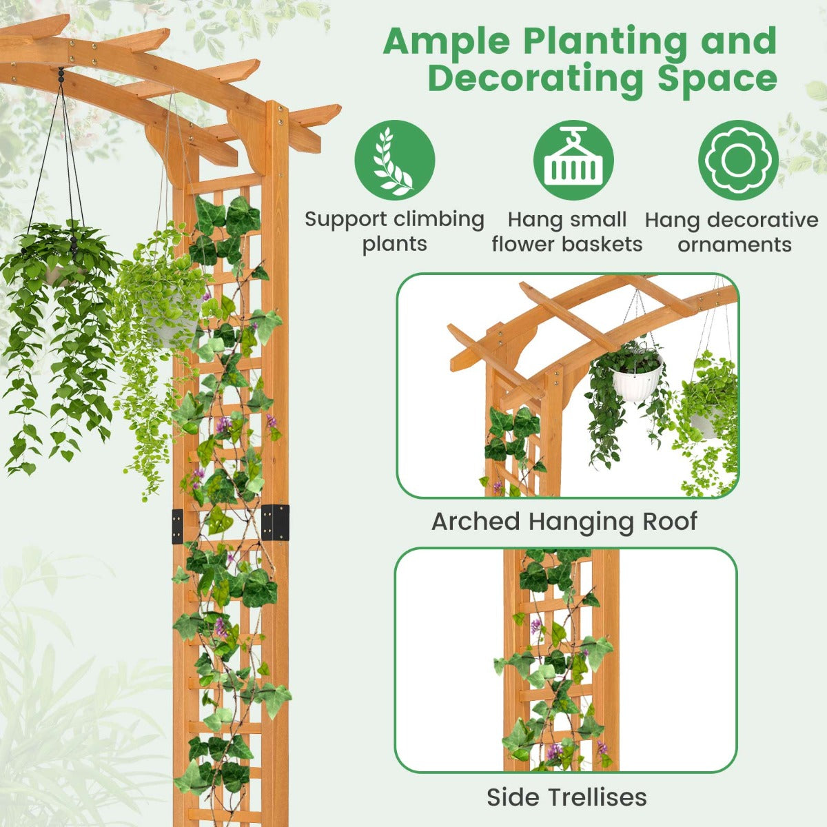LIVSK Houten Tuinboog - Stevige Constructie - Geschikt voor Bruiloften - Veel Decoratiemogelijkheden - 140/160 cm - Oranje