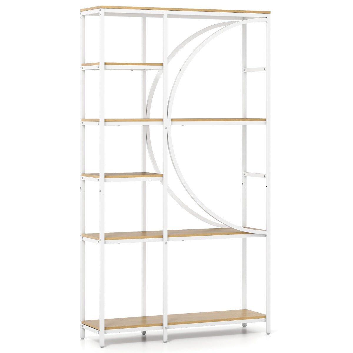 LIVSK Industriële Boekenkast met Verticale Planken - Open Planken - Metalen Frame - Set van 2 - 6-laags - Naturel