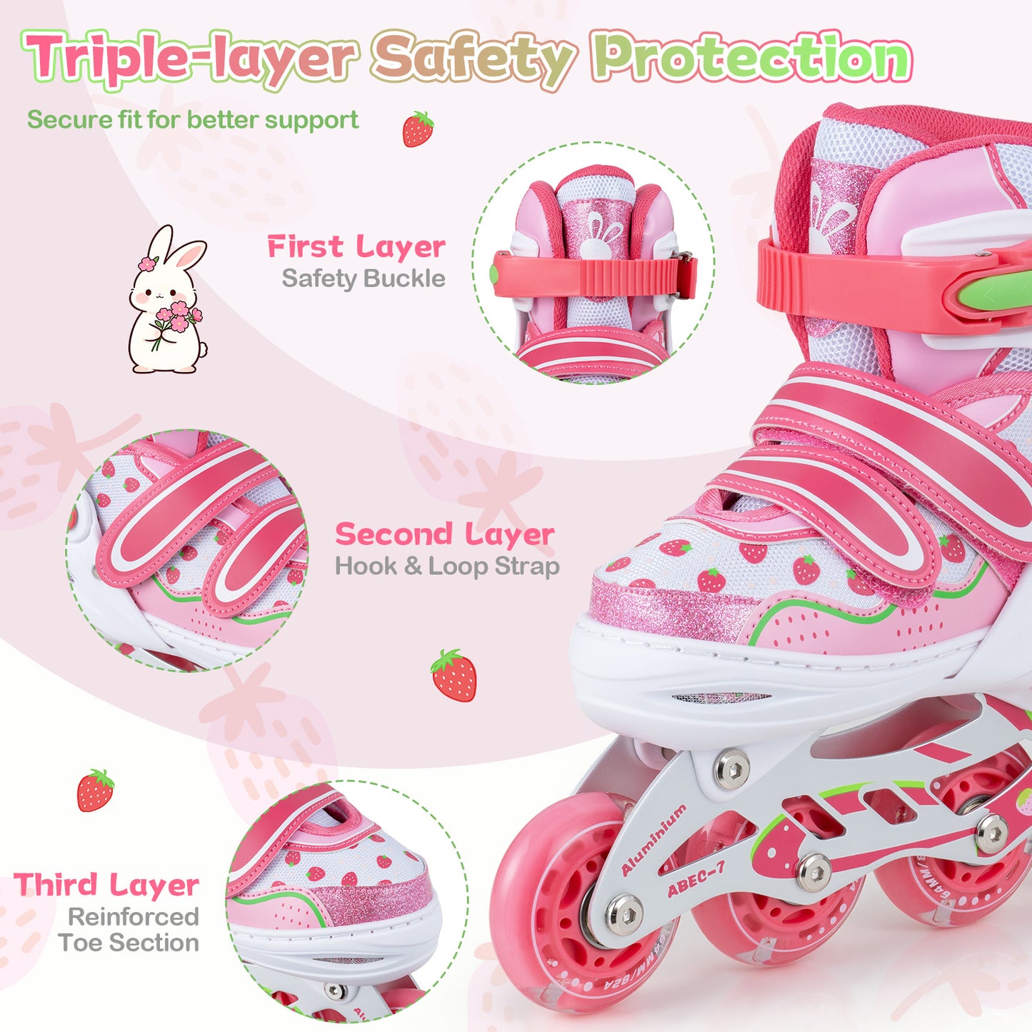 LIVSK Inline Skates voor Kinderen - 4 Verstelbare Maten - Verlichte Wielen - Aluminium Frame - Roze