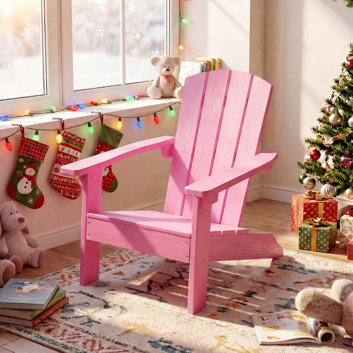 LIVSK Kinder Adirondack-stoel - HIPS-kunststof - Ergonomische Rugleuning - Weerbestendig - Voor Binnen en Buiten -