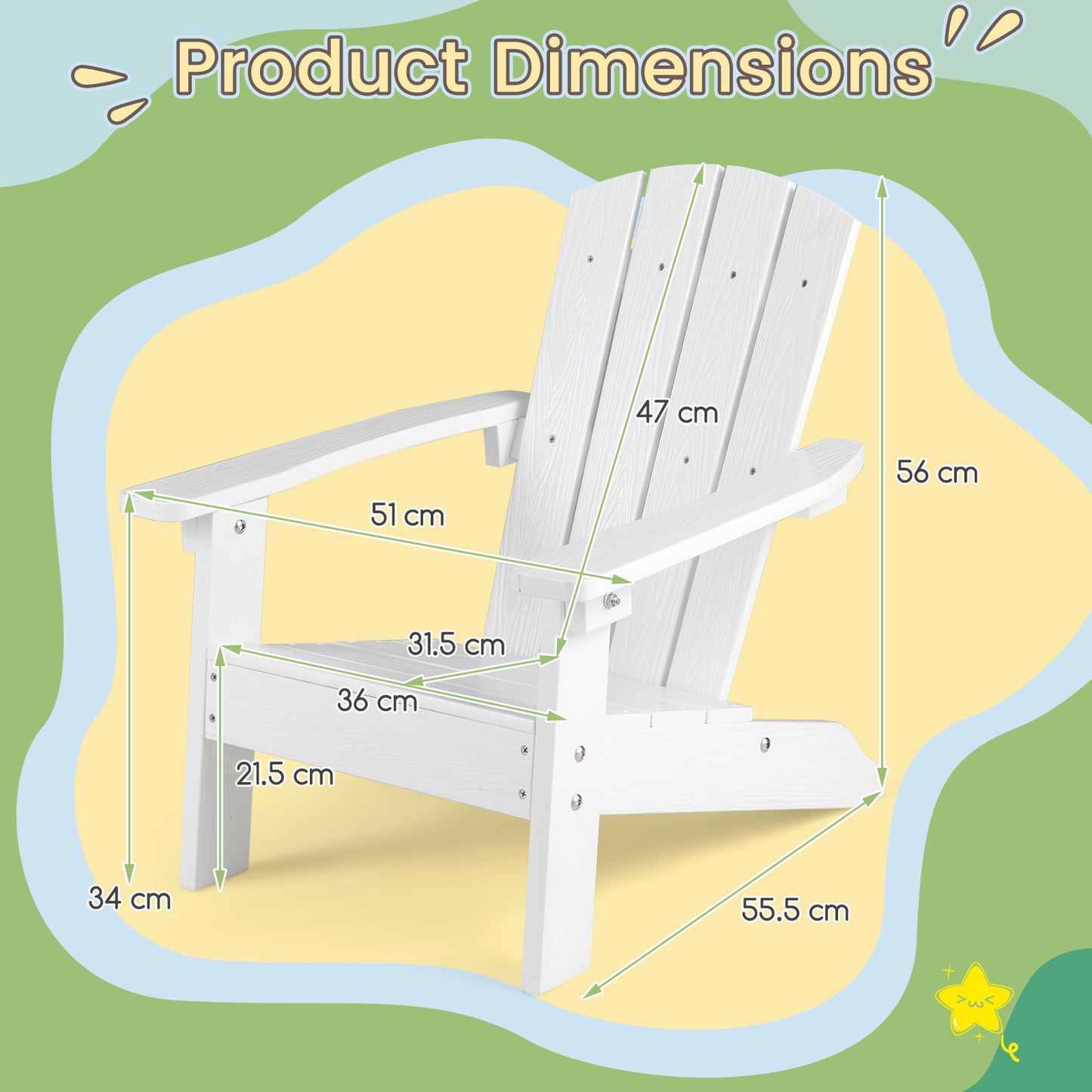 LIVSK Kinderstoel - HIPS-kunststof - Ergonomische Rugleuning - Stevige Constructie - Voor Kinderen 3-8 Jaar - Wit