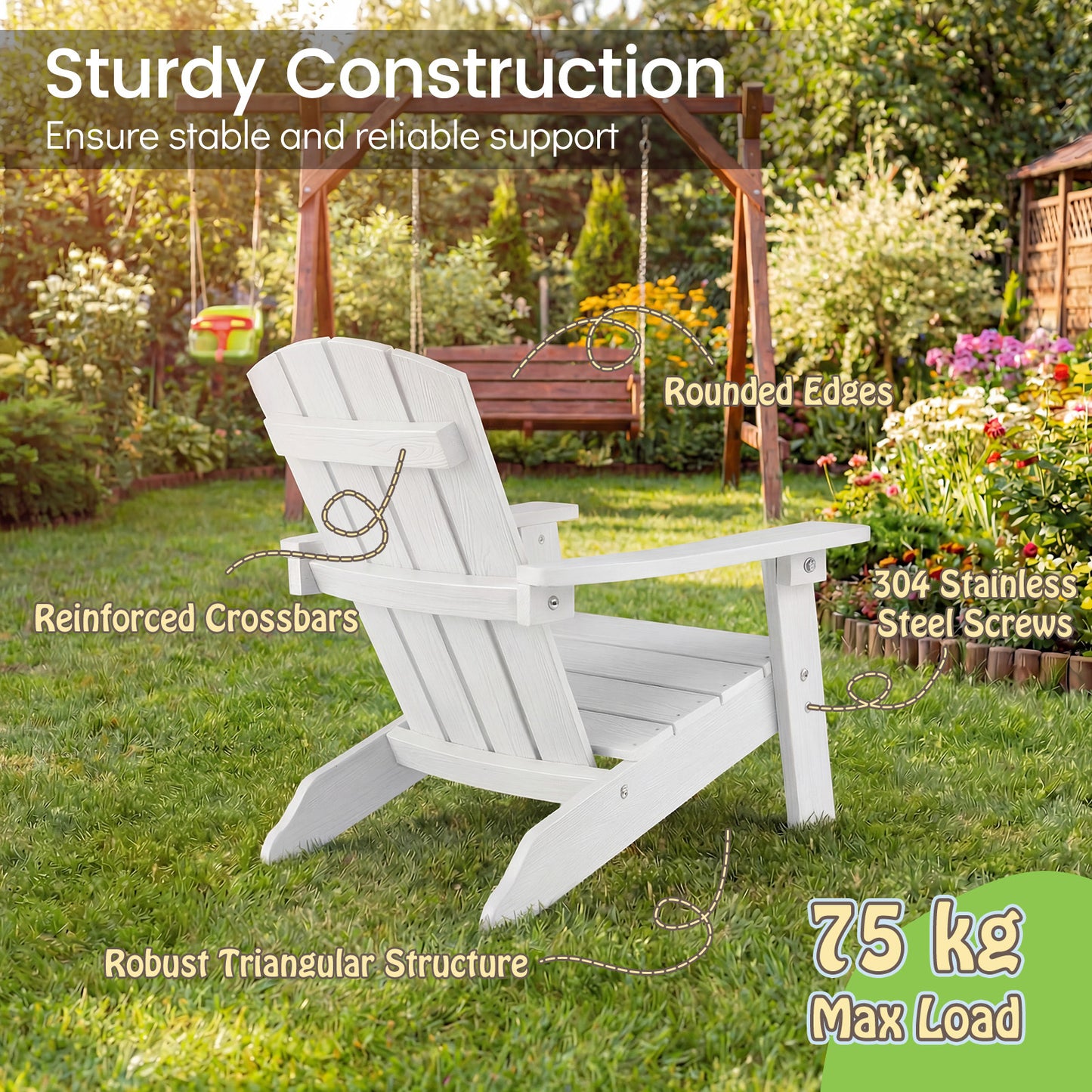 LIVSK Kinderstoel - HIPS-kunststof - Ergonomische Rugleuning - Stevige Constructie - Voor Kinderen 3-8 Jaar - Wit