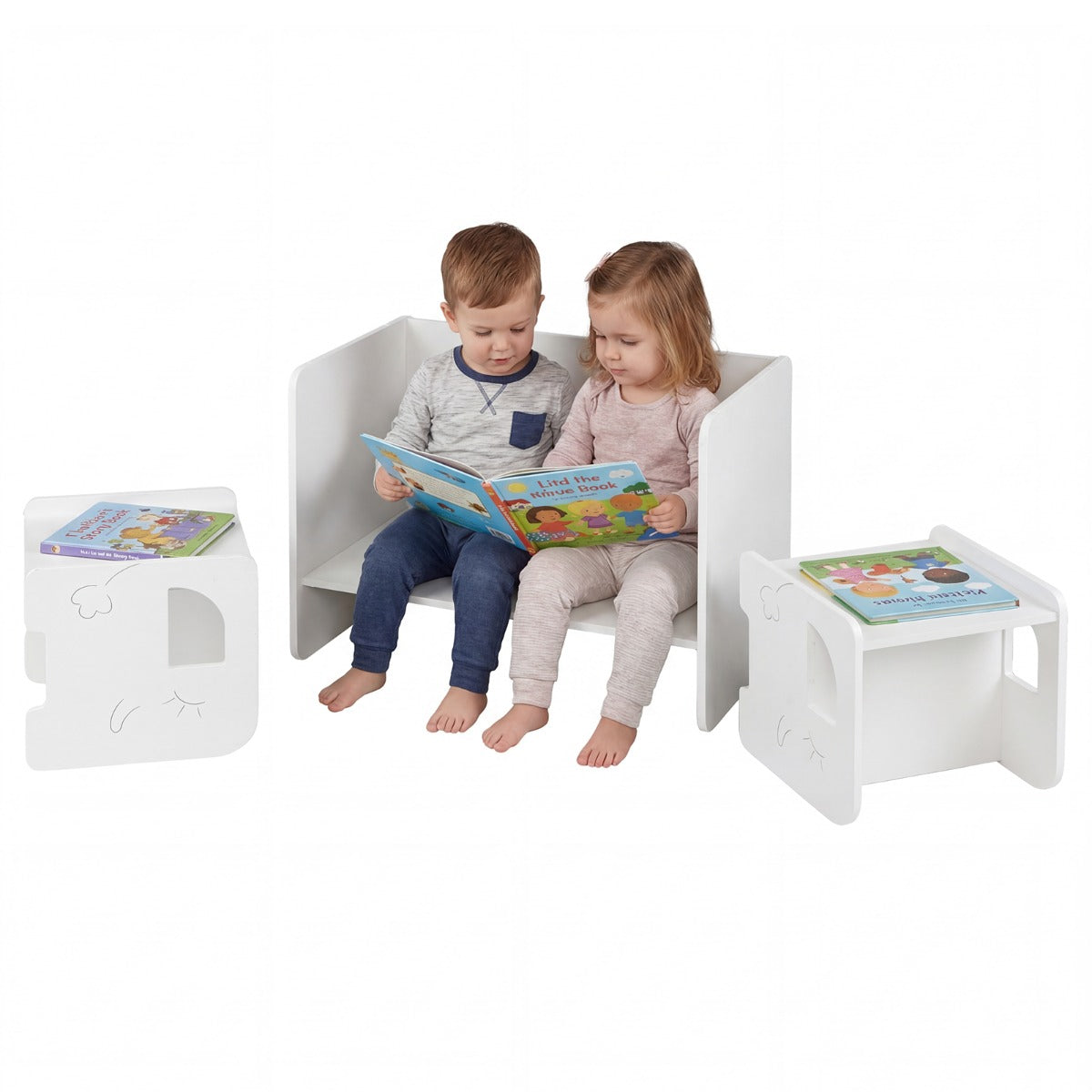 LIVSK Kindertafel met 2 Stoelen - Creatieve Ruimte - Veilig Houtcomposiet - Ruimtebesparend - Geschikt vanaf 3 jaar -