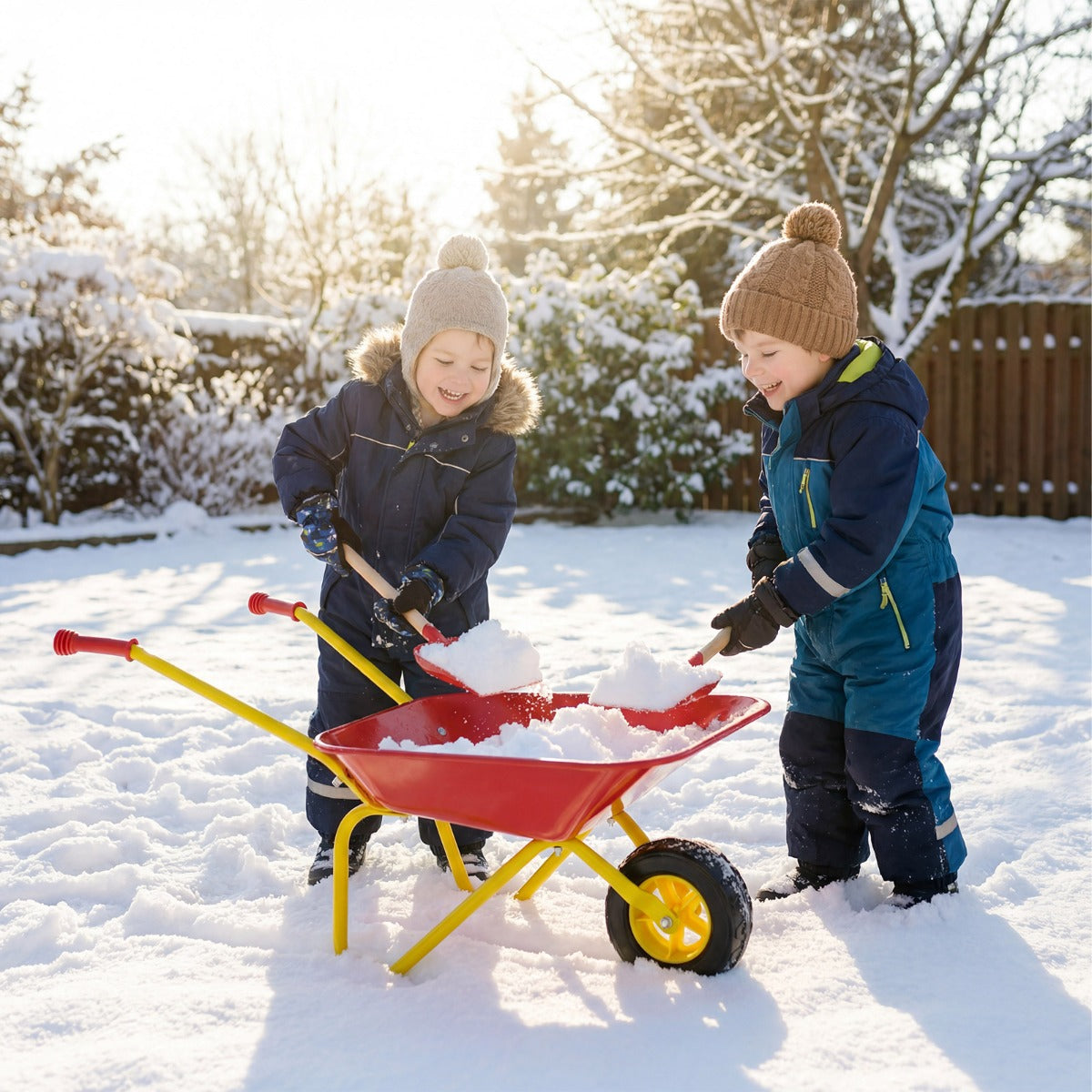 LIVSK Kindertuinwagen - Robuust Metalen Frame - Antislip Handgrepen - Terreinbanden - Voor Kinderen Vanaf 3 Jaar - Rood/Groen &